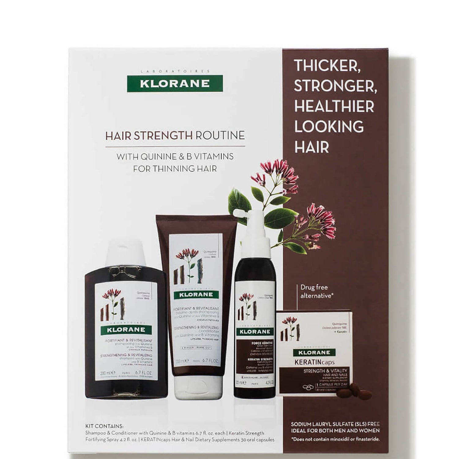 KLORANE Hair Strength Routine with Quinine B Vitamins for Thinning Hair (4 piece)