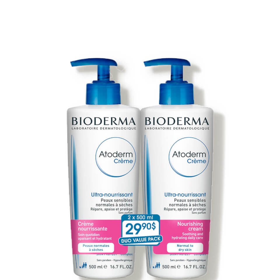 Bioderma Atoderm Cream 500ml Duo (2 piece - $35 Value)