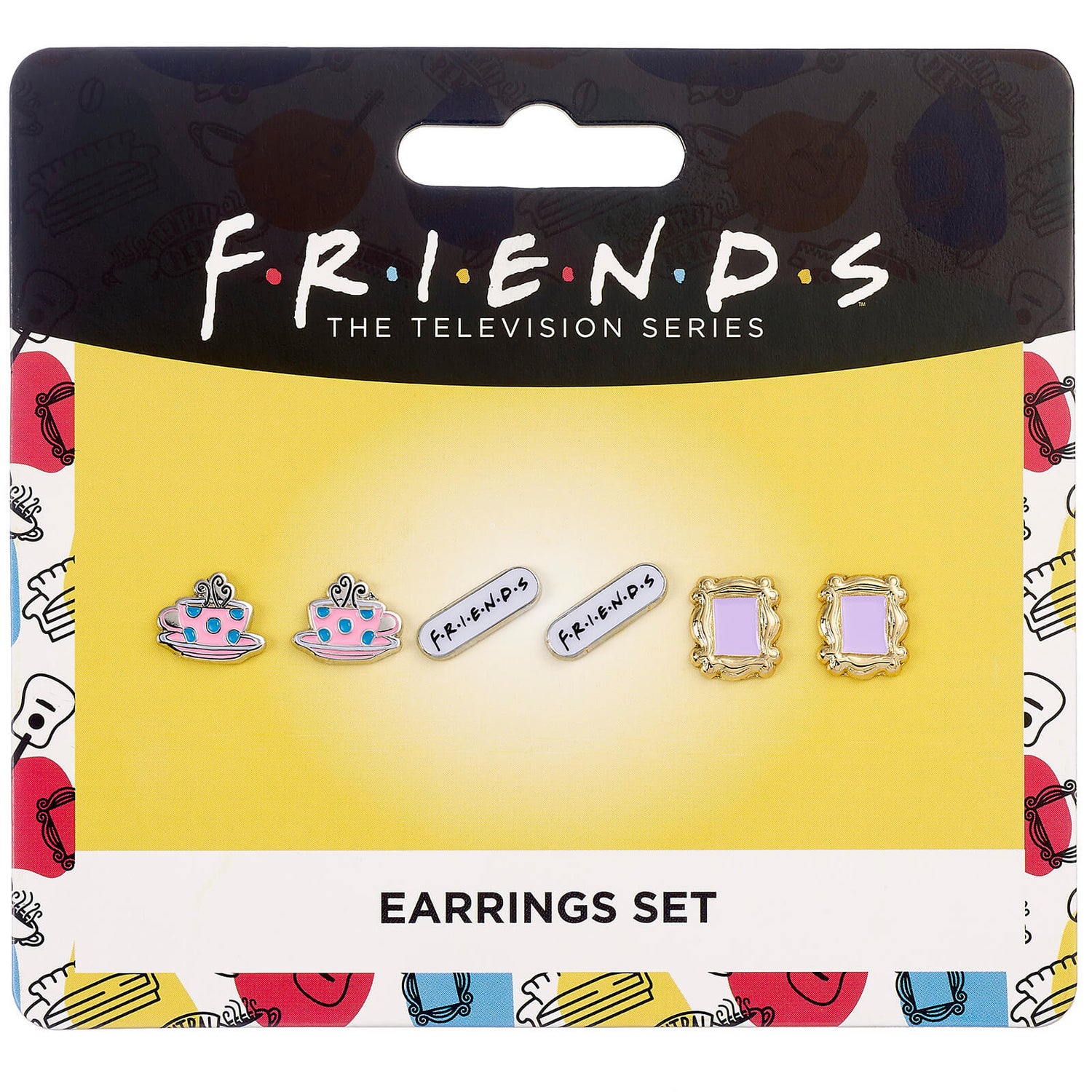 Friends Set of 3 Earring Studs - Frame, Coffee Cup & Friends Logo