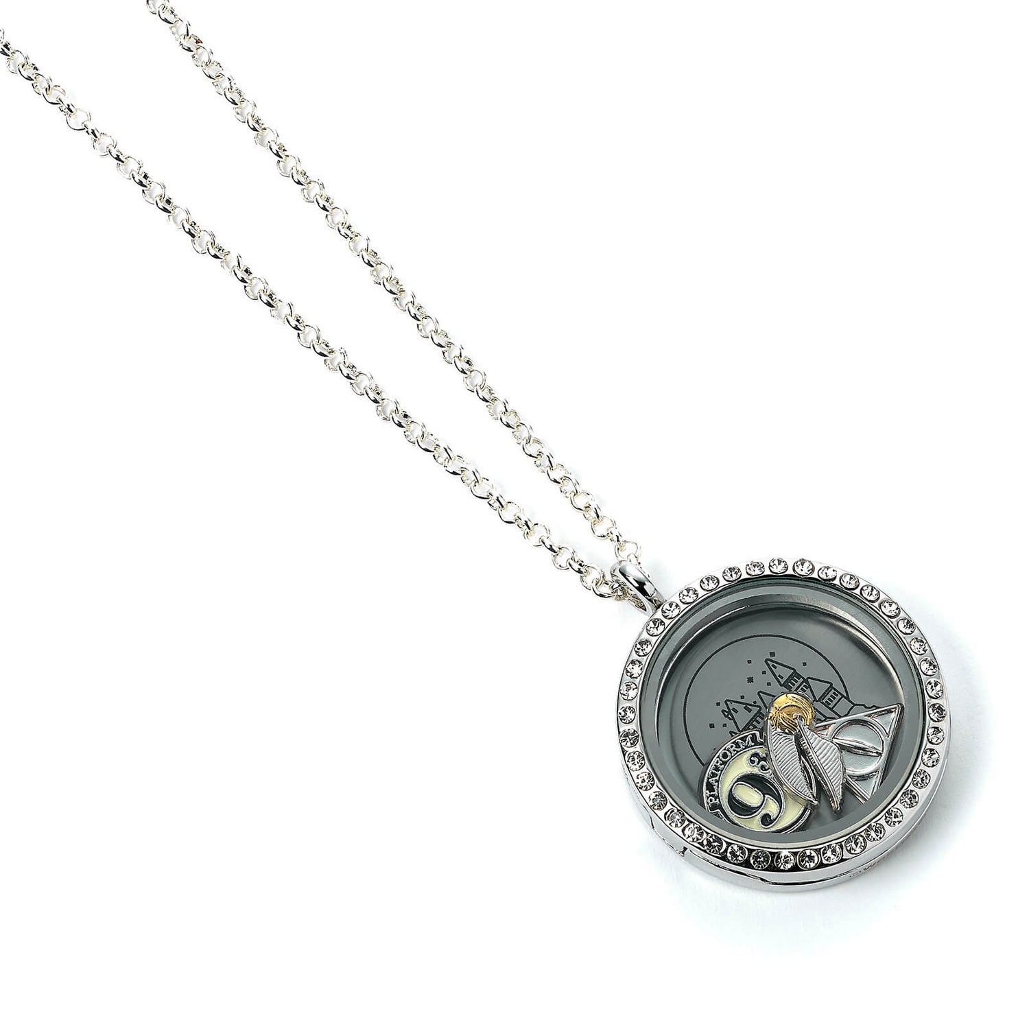 Harry Potter Floating Charm Locket Necklace with 3 charms - Silver