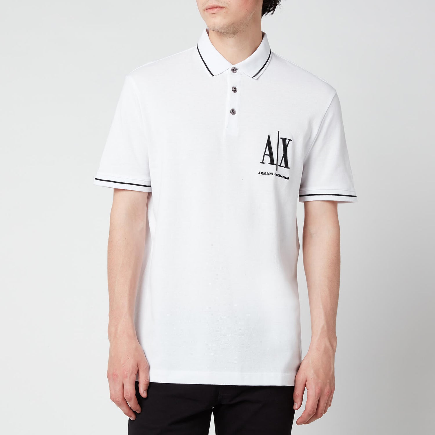 Armani Exchange Men's AX Logo Tipped Polo Shirt - White - S