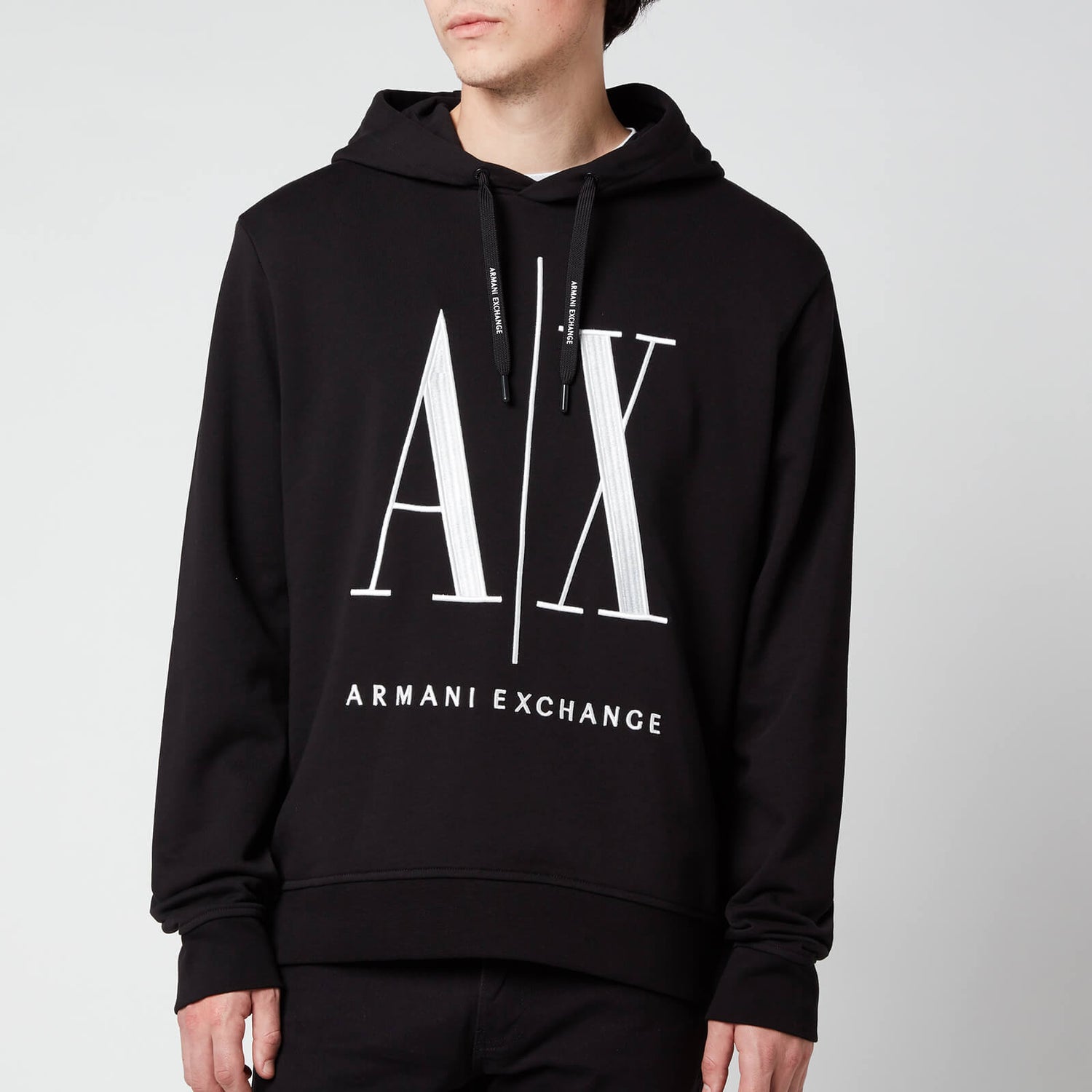 Armani Exchange Men's Large Ax Logo Hoodie - Black - S