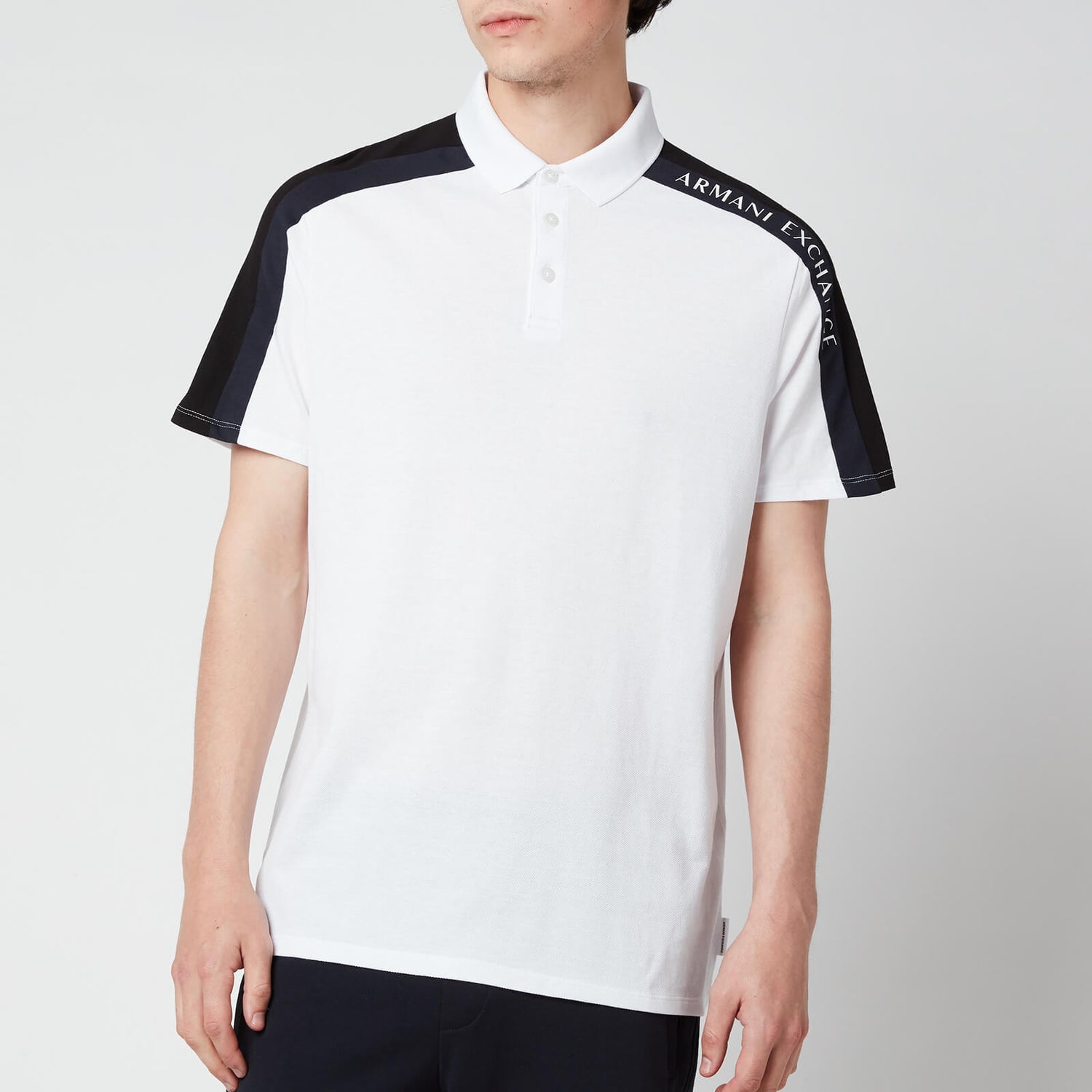 Armani Exchange Men's Sleeve Detail Polo Shirt - White/Black/Navy