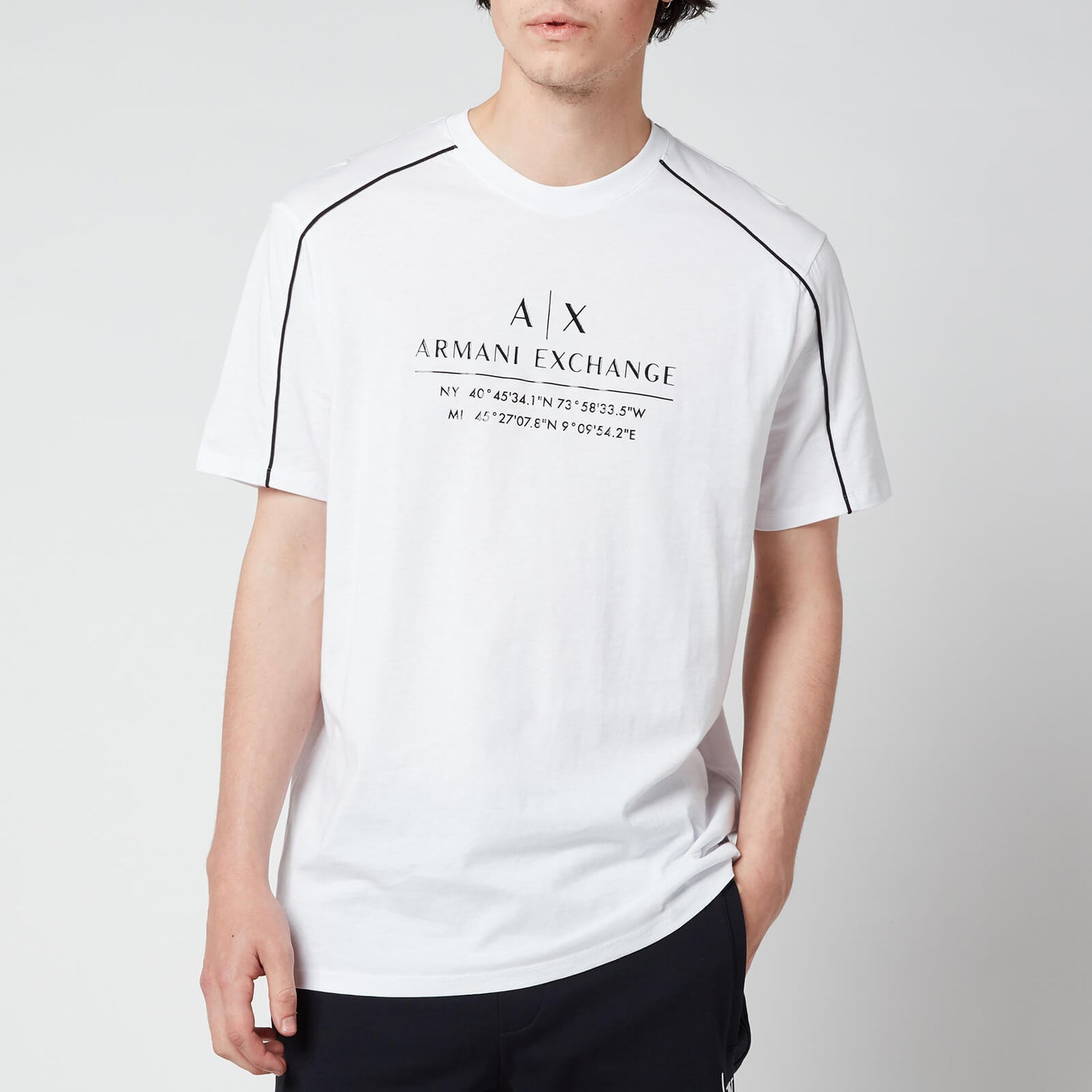 Armani Exchange Men's Shoulder Piping T-Shirt - White