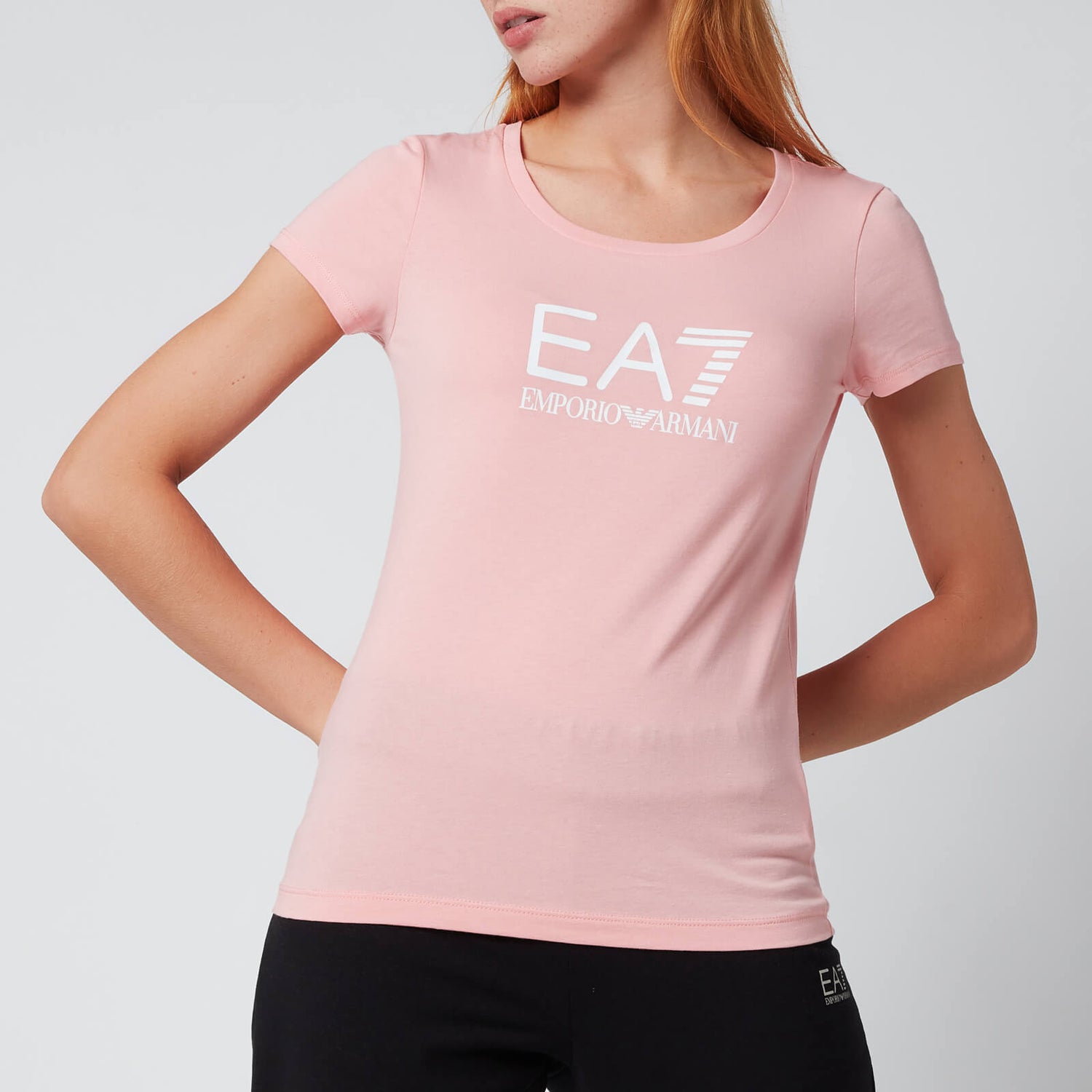 Emporio Armani EA7 Women's Train Shiny T-Shirt - Quartz Pink/White