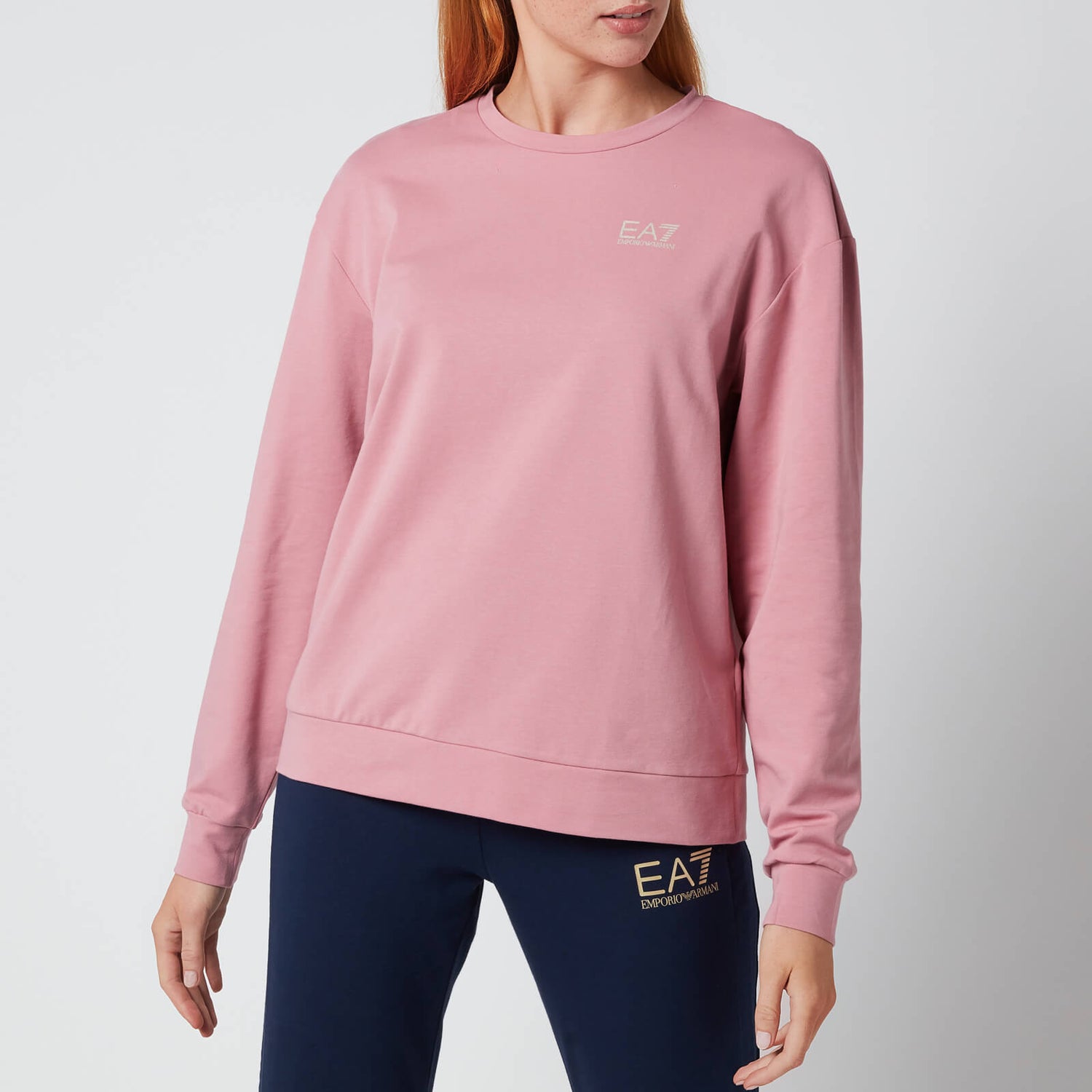 Emporio Armani EA7 Women's Train Shiny T-Top Sweatshirt - Fox Glove/Light Gold