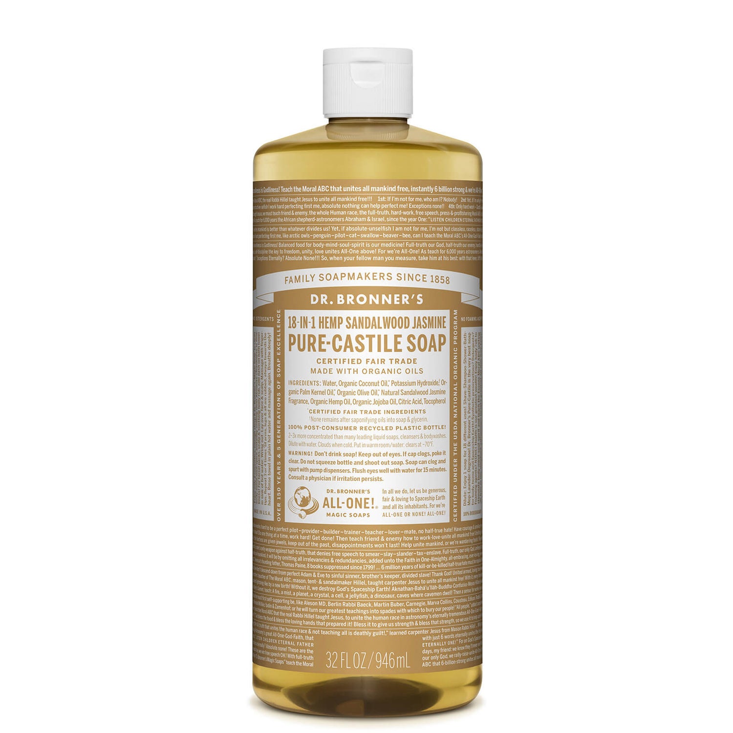 Dr. Bronner's Pure Castile Liquid Soap - Sandalwood and Jasmine 946ml