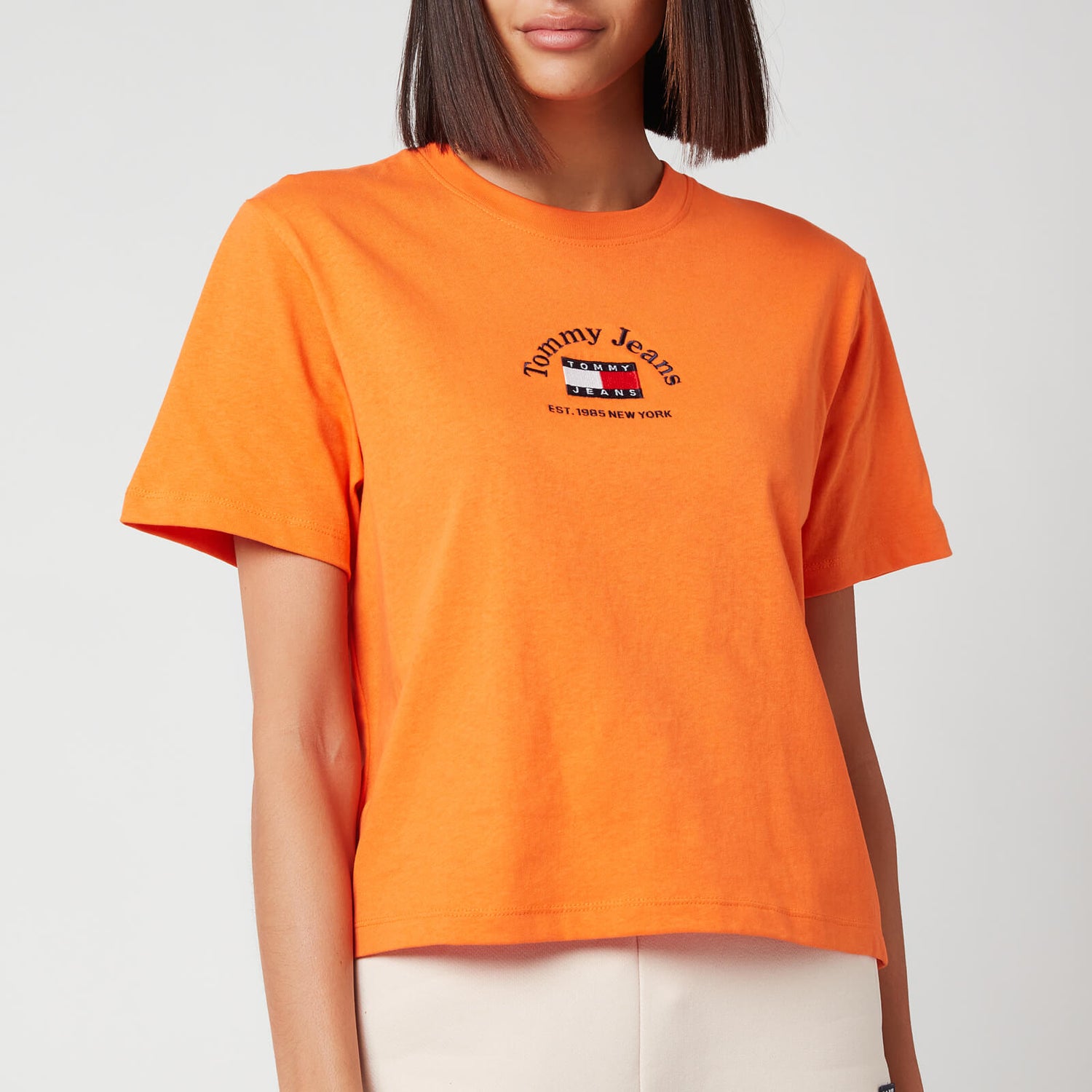 Tommy Jeans Women's Tjw Boxy Cropped Timeless Tommy 1 Tee - Washed Orange