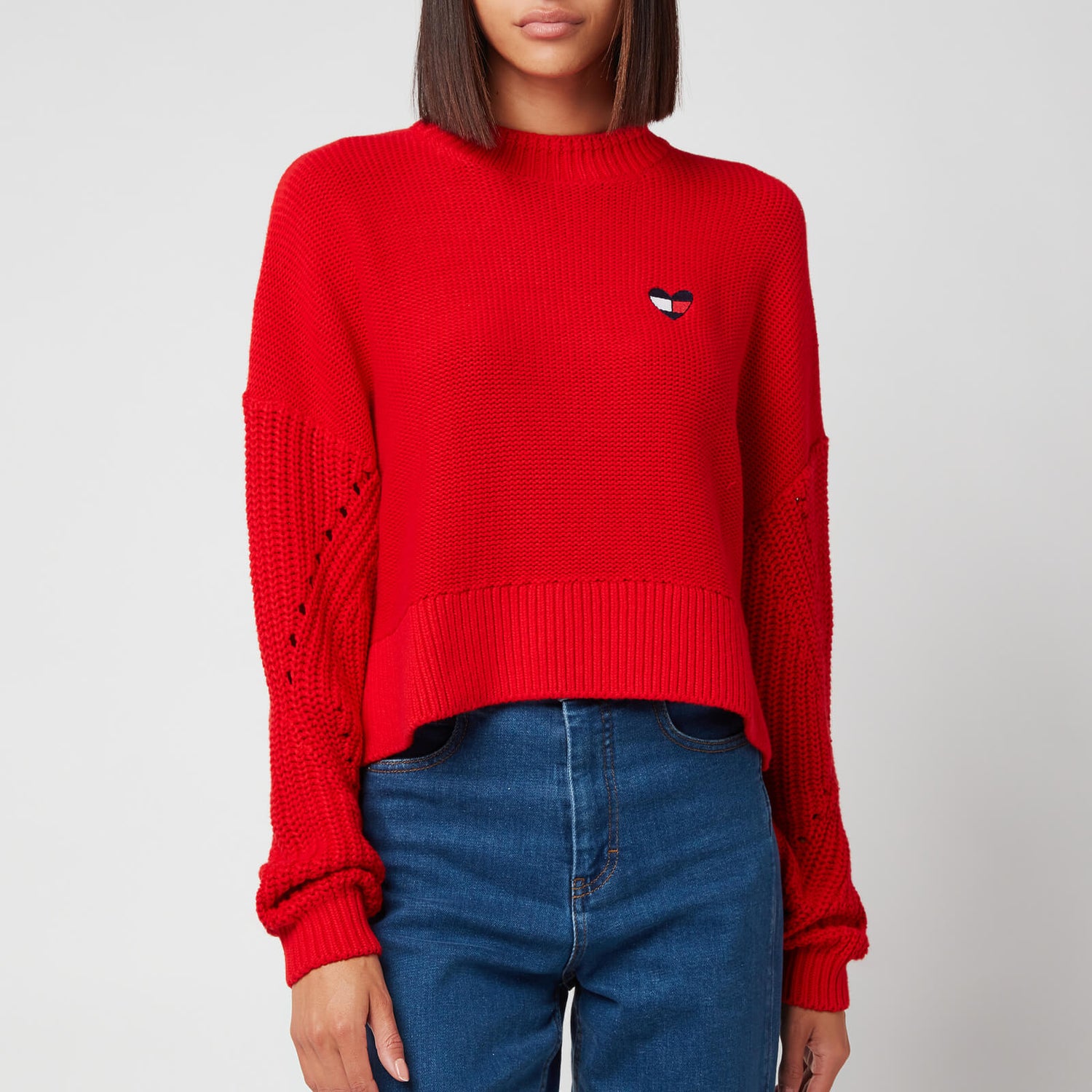 Tommy Jeans Women's Tjw Homespun Heart Logo Sweater - Deep Crimson