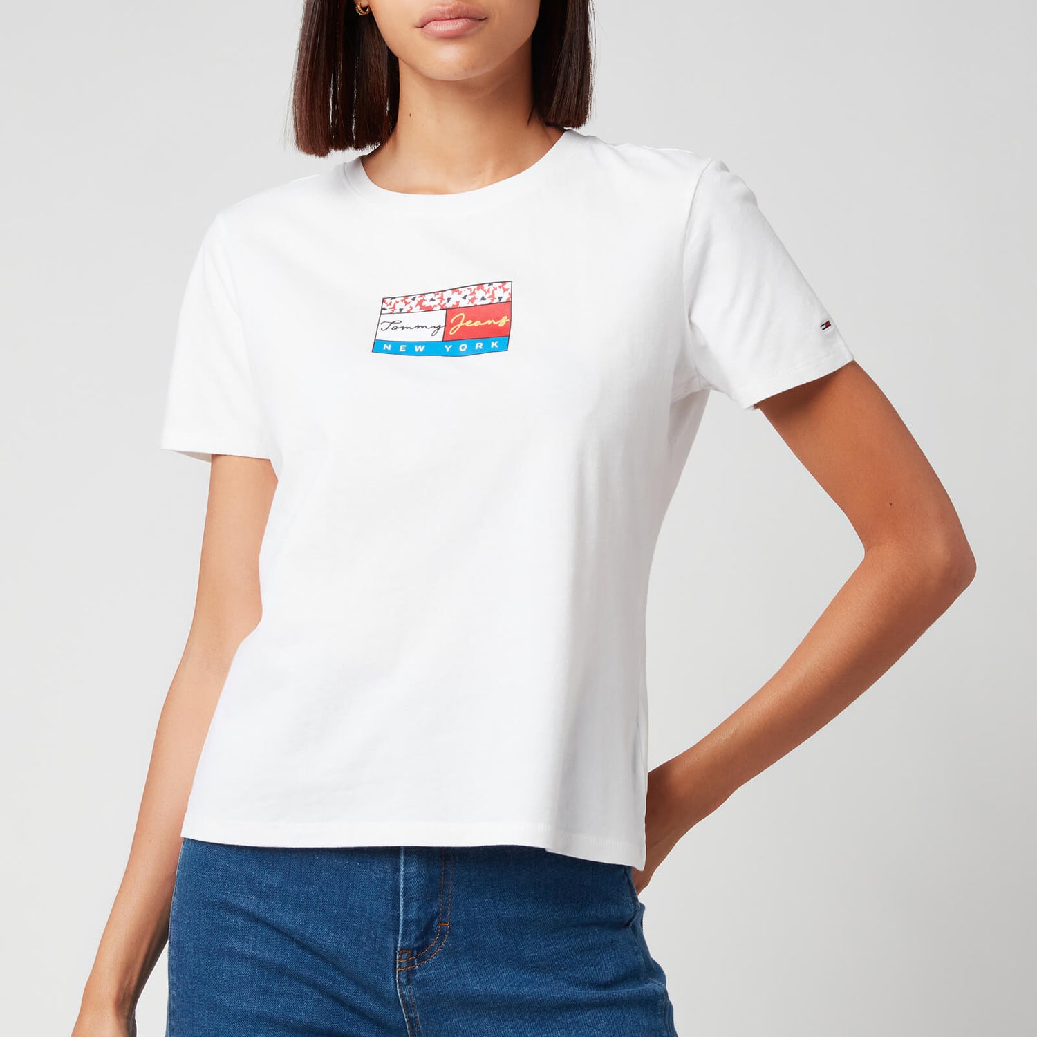 Tommy Jeans Women's Tjw Slim Floral Flag Tee - White