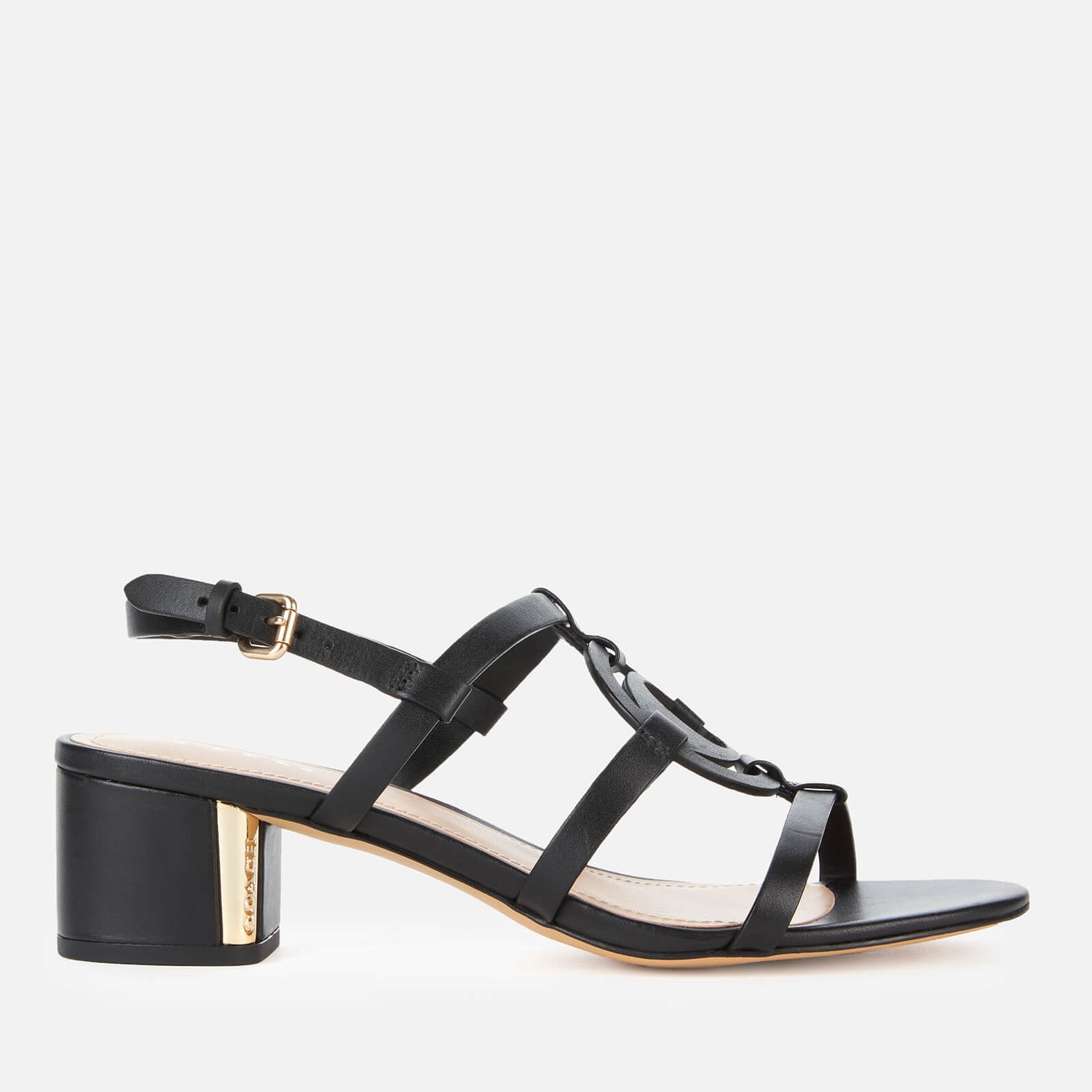 Coach Women's Edina Leather Block Heeled Sandals - Black