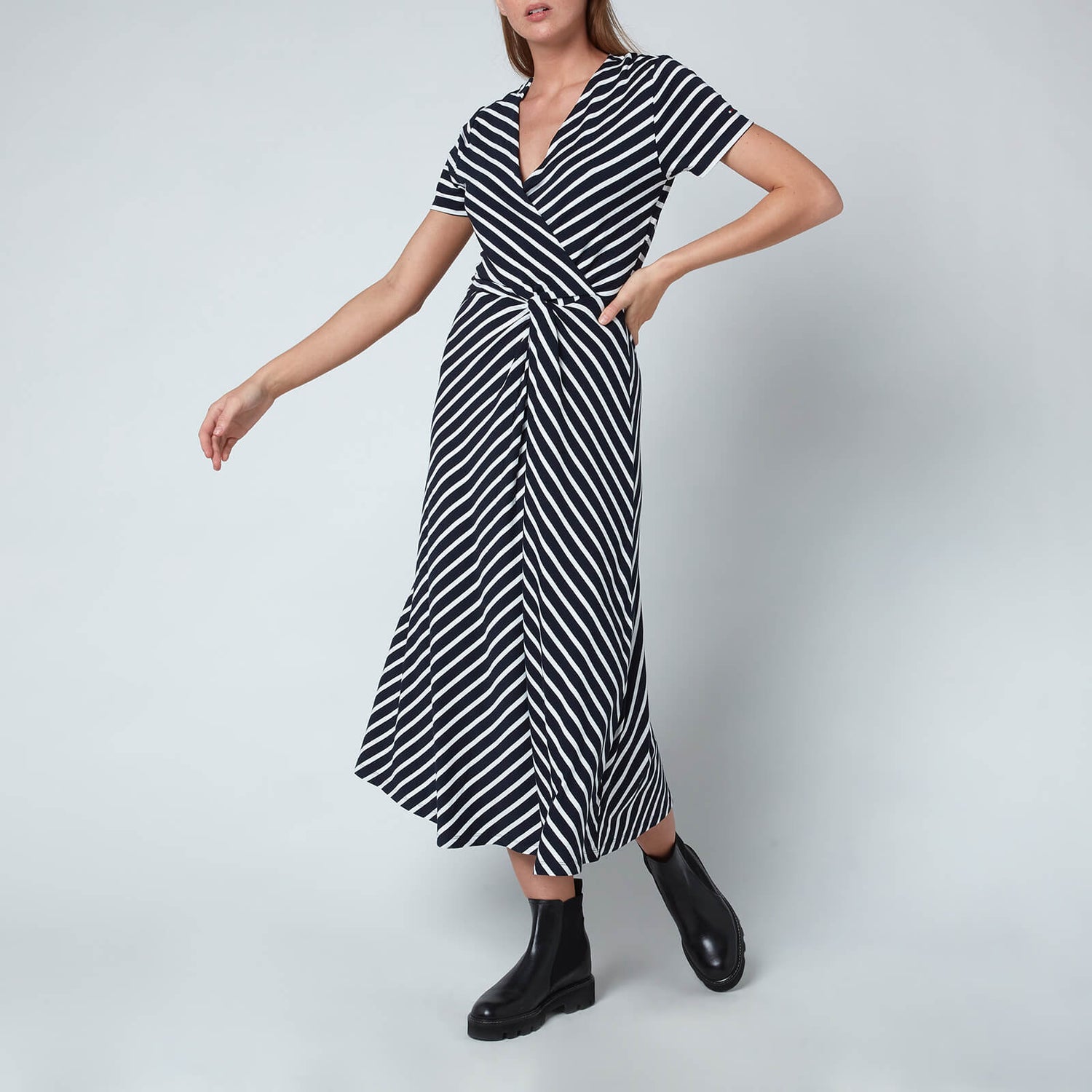 Tommy Hilfiger Women's Viscose Midi Wrap Dress - Breton Stripe/Desert Sky