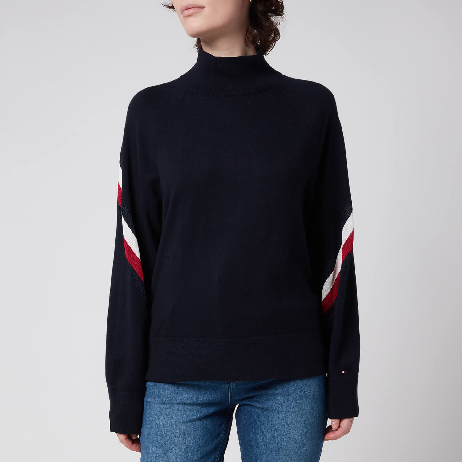 Tommy Hilfiger Women's Global Stripe Mock-Neck Sweatshirt - Desert Sky