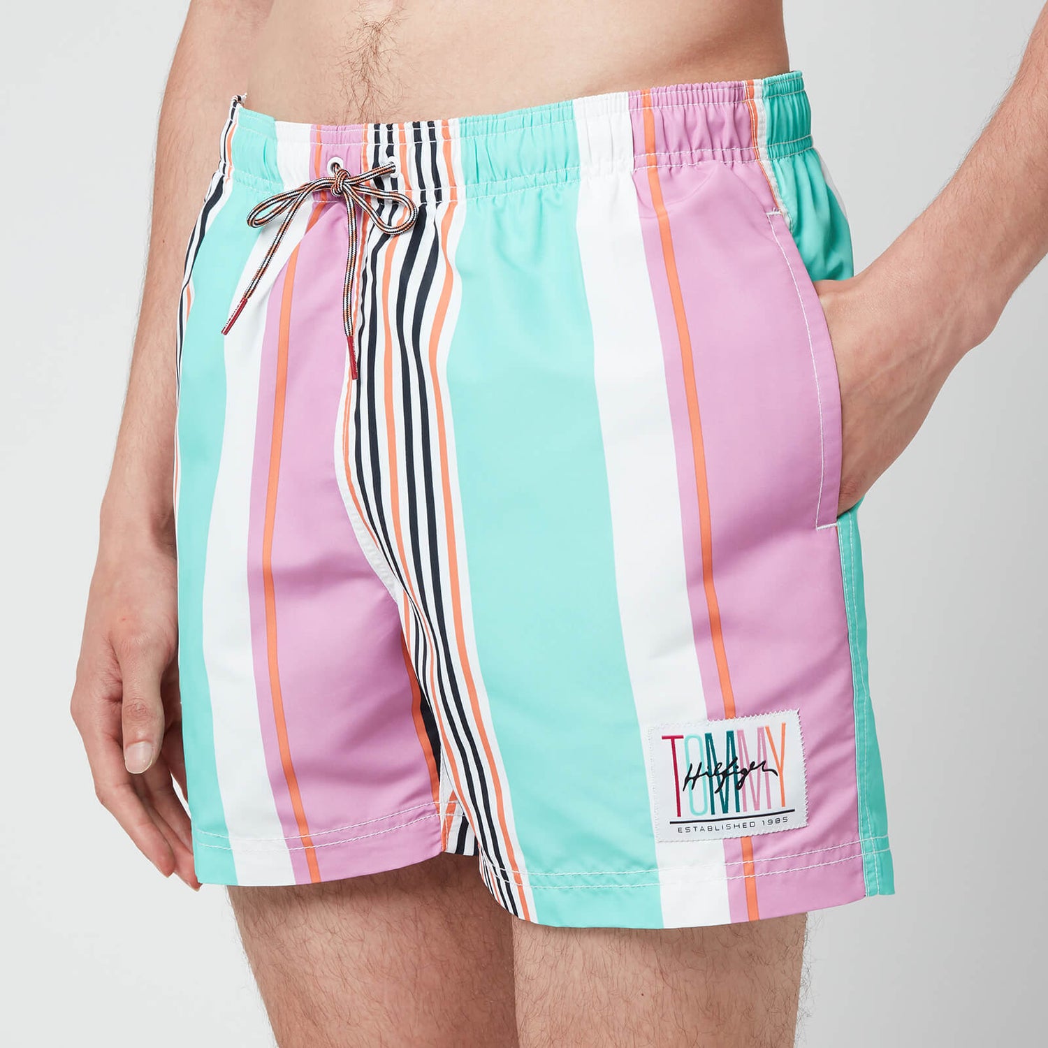Tommy Hilfiger Men's Stripe Medium Drawstring Swim Shorts - Multi Stripe