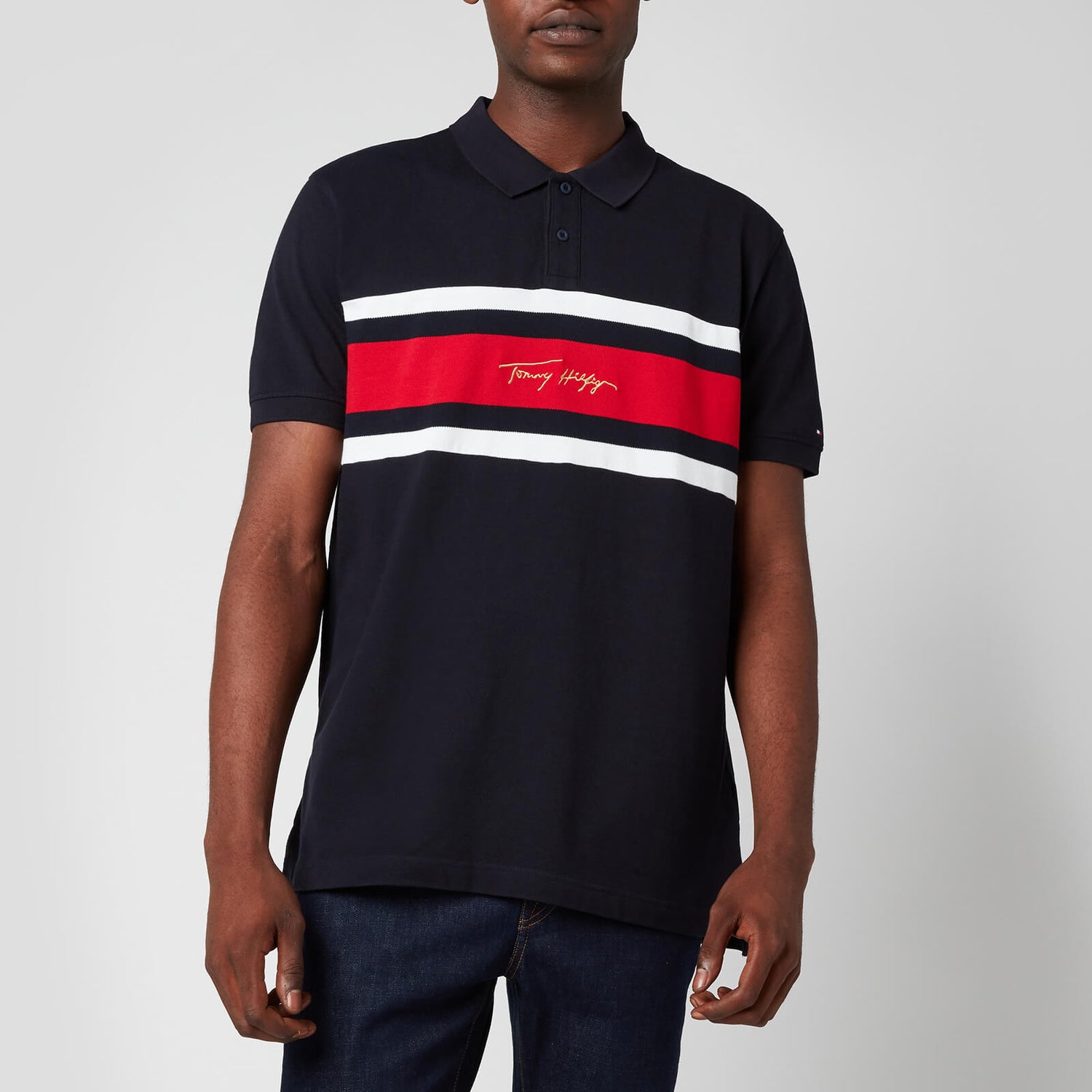 Tommy Hilfiger Men's Global Stripe Polo Shirt - Desert Sky