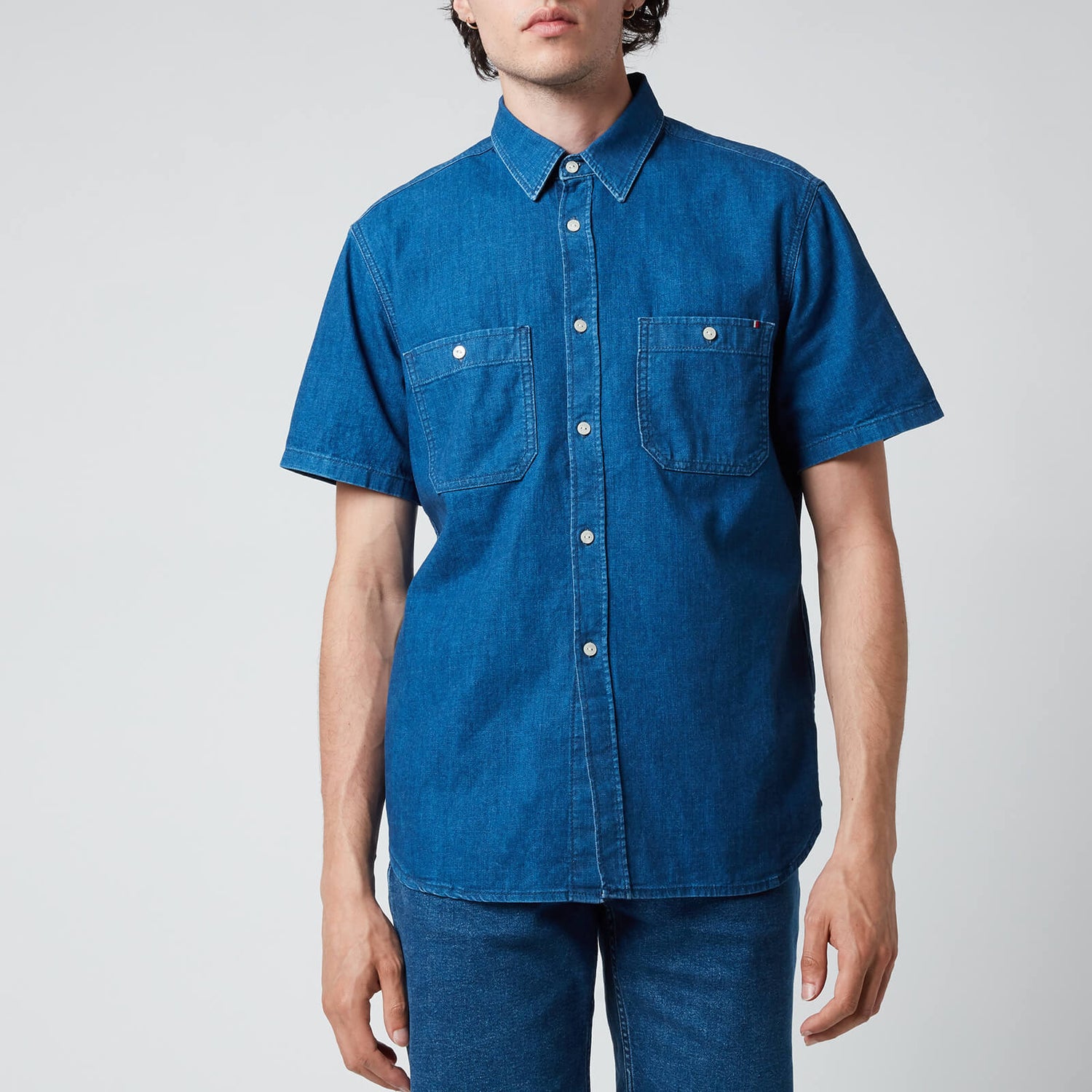 Tommy Hilfiger Men's Denim Short Sleeve Shirt - Louis Blue