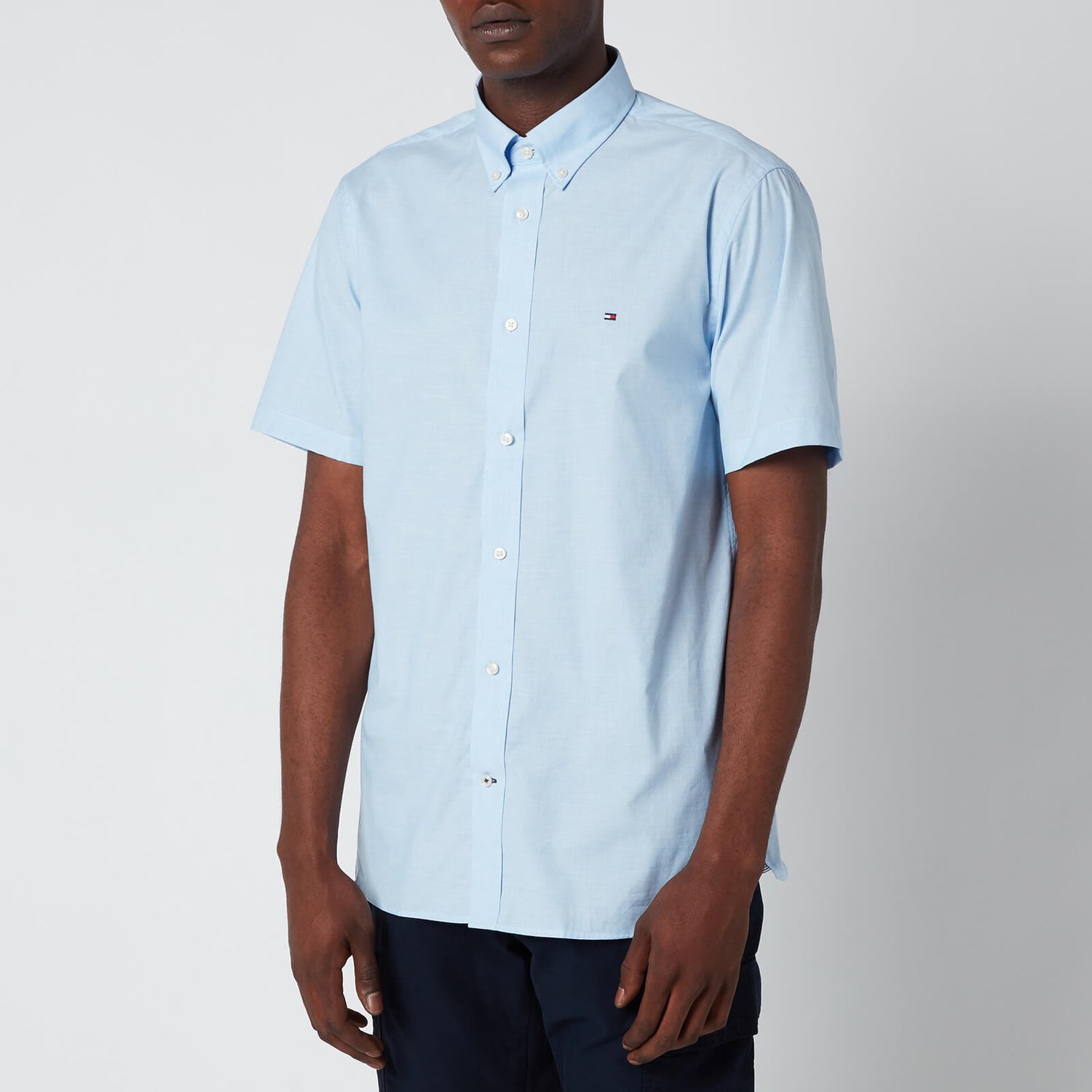 Tommy Hilfiger Men's Soft Poplin Short Sleeve Shirt - Copenhagen Blue