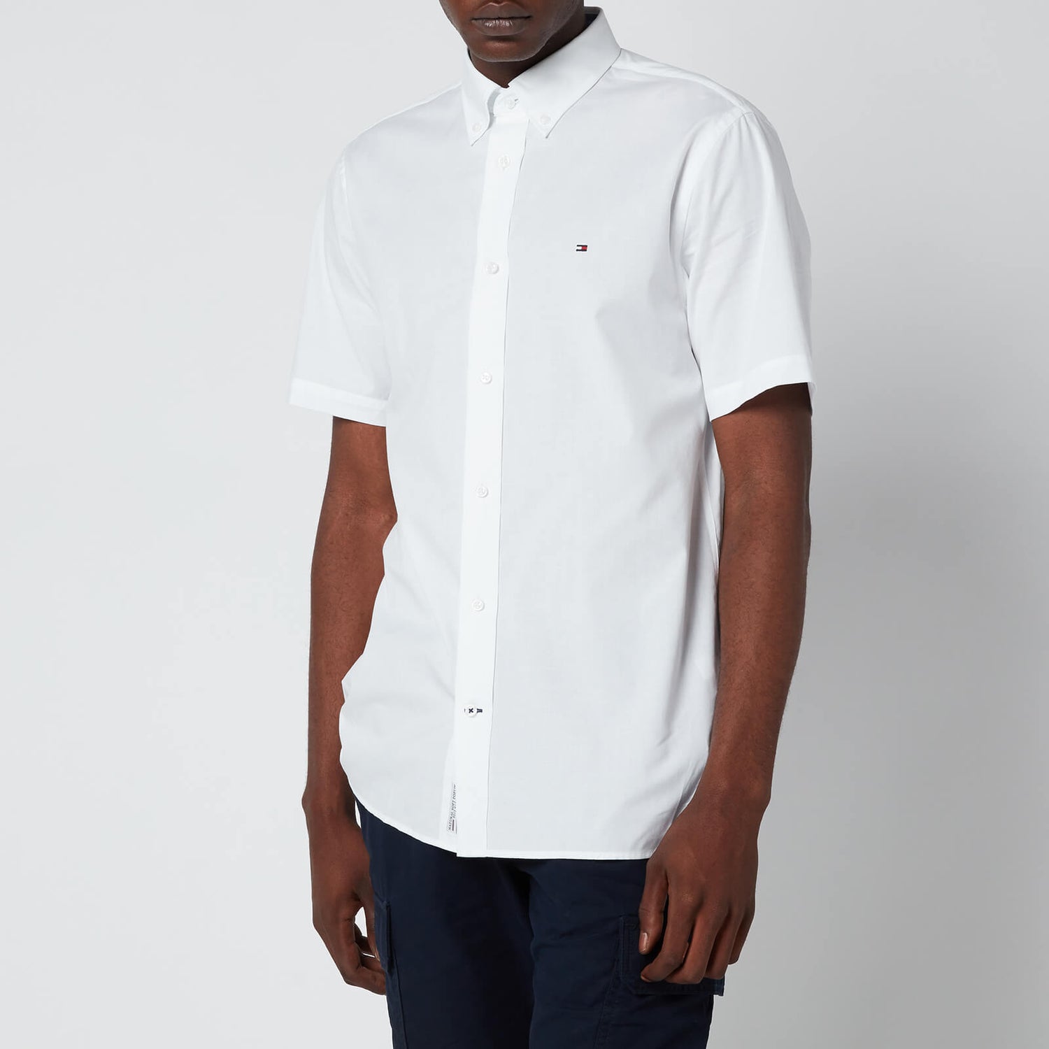 Tommy Hilfiger Men's Soft Poplin Short Sleeve Shirt - White
