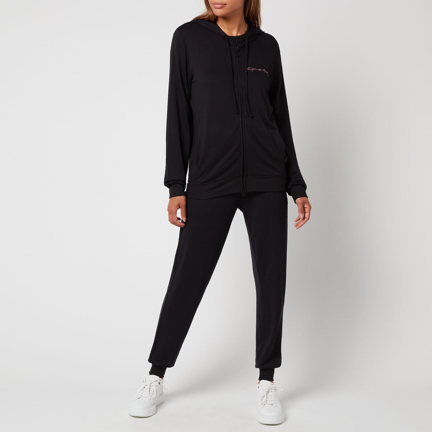 Emporio Armani Loungewear Women's Signature Full Zip Jacket And Pants - Black