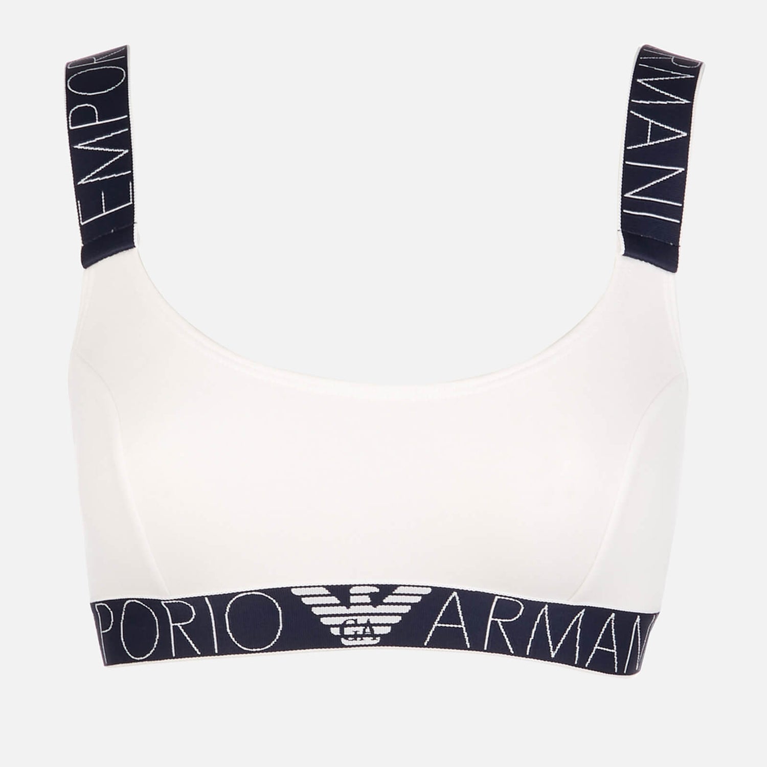 Emporio Armani Women's Iconic Logoband Bralette Bra - White