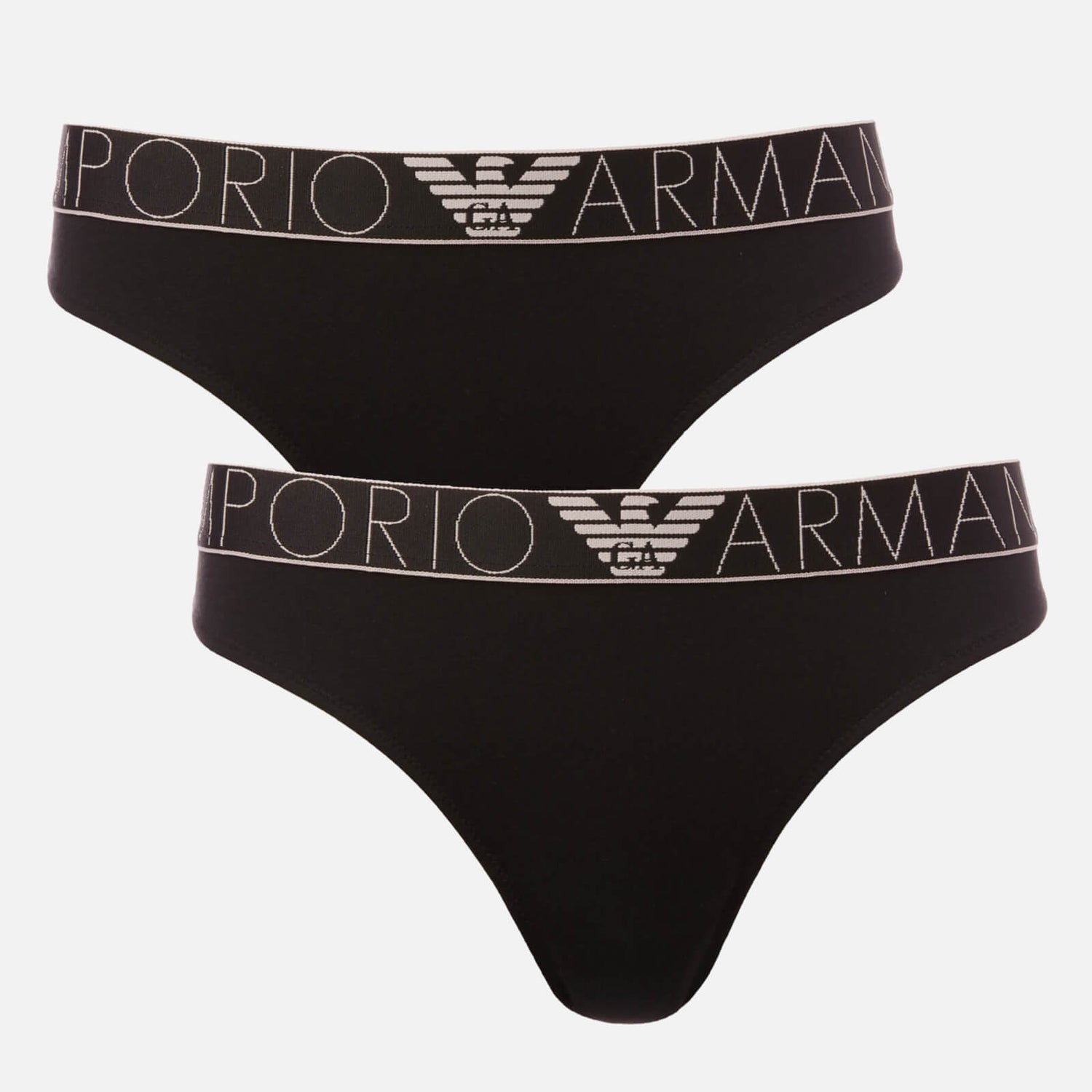 Emporio Armani Women's Iconic Logoband Bi-Pack Brazilian Brief - Black/Rose Gold