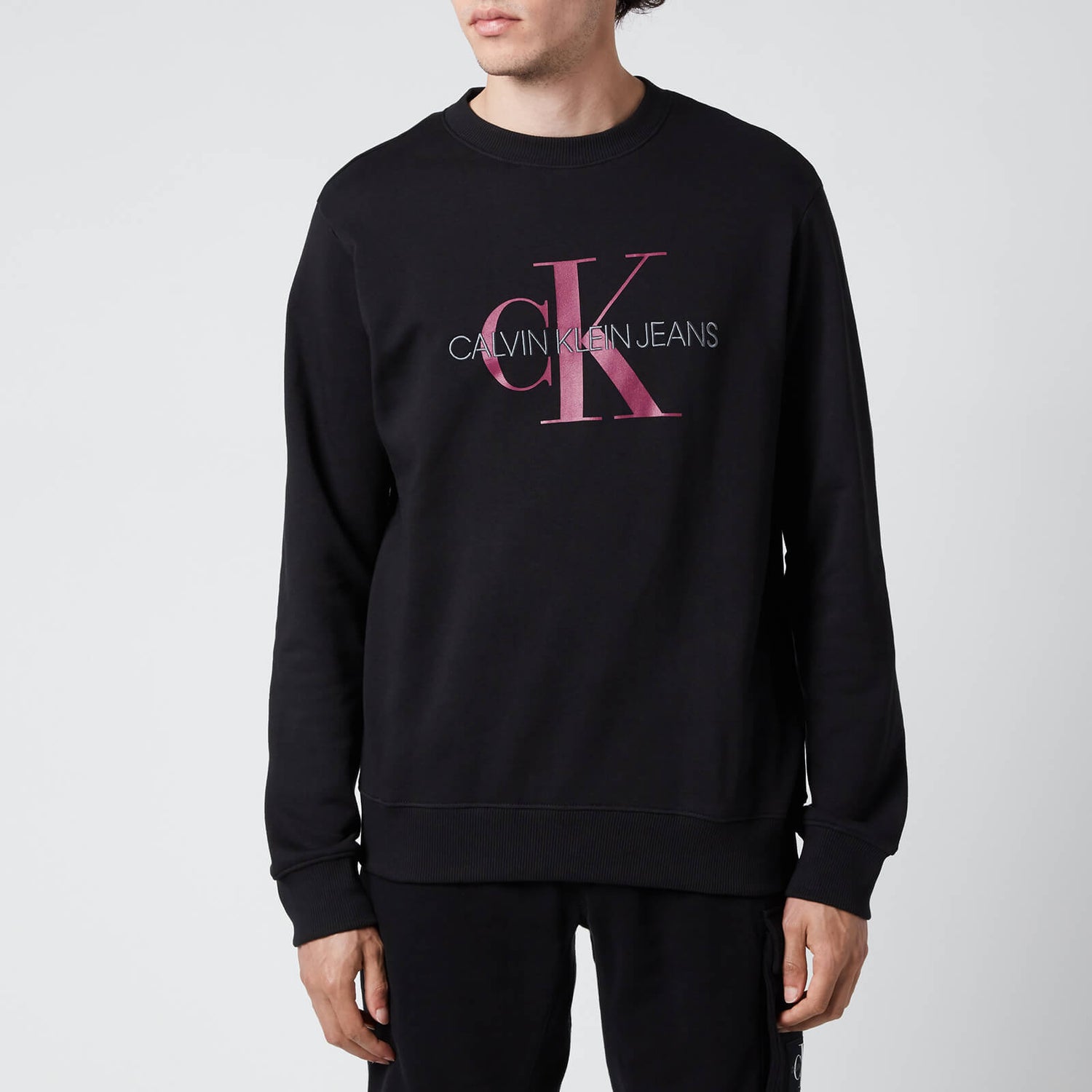 Calvin Klein Jeans Men's Organic Cotton Monogram Sweatshirt - Black