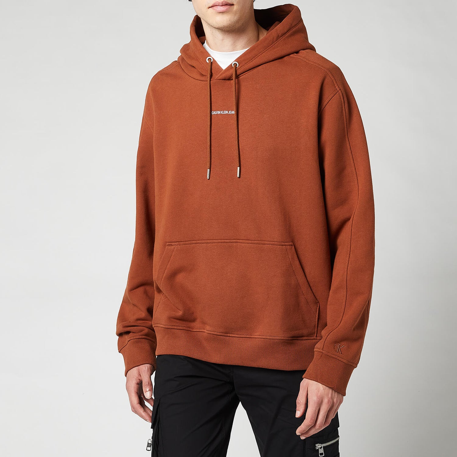 Calvin Klein Jeans Men's Micro Branding Hoodie - Brown - XXL