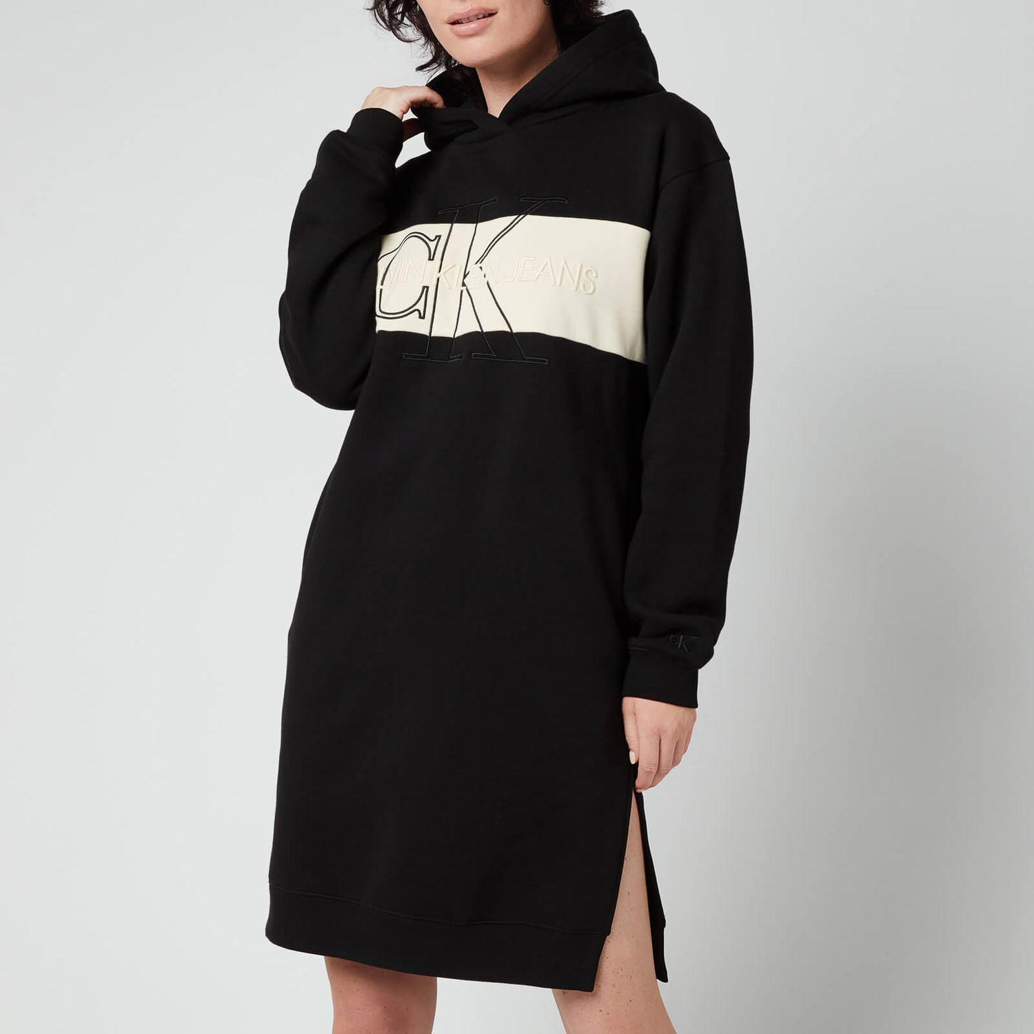 Calvin Klein Jeans Women's Monogram Blocking Hoodie Dress - CK Black