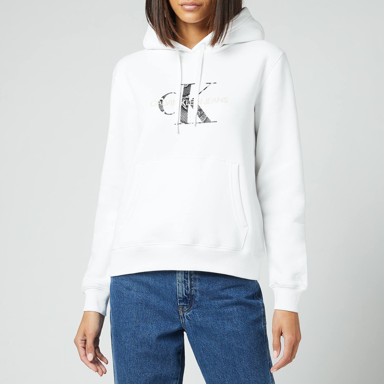 Calvin Klein Jeans Women's Reptile Monogram Hoodie - Bright White - XS