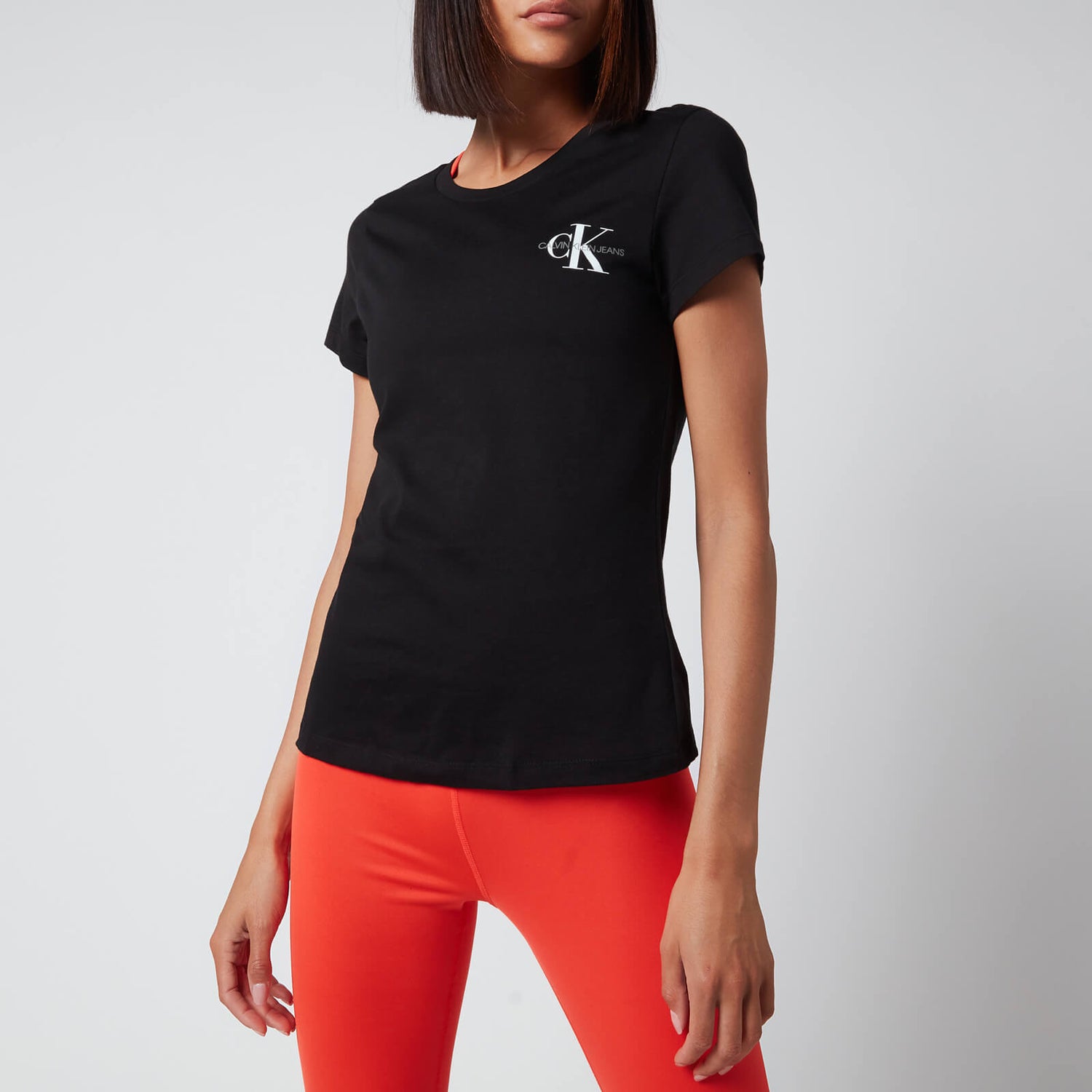 Calvin Klein Jeans Women's Monogram Logo 2-Pack Slim T-Shirt - CK Black