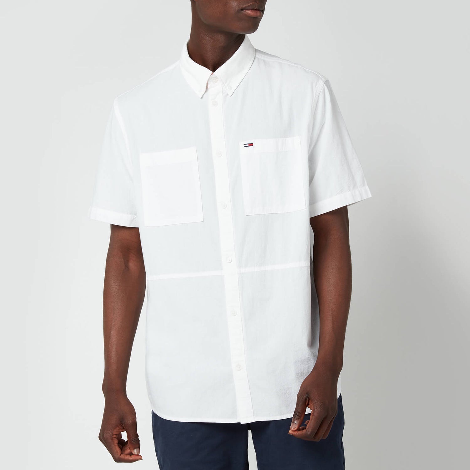 Tommy Jeans Men's Regular Solid Short Sleeve Shirt - White Atlas
