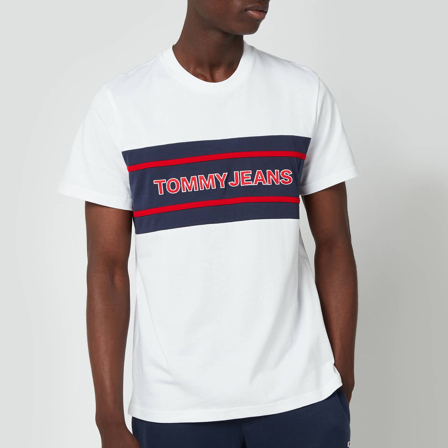 Tommy Jeans Men's Stripe Colour Block T-Shirt - White/Multi