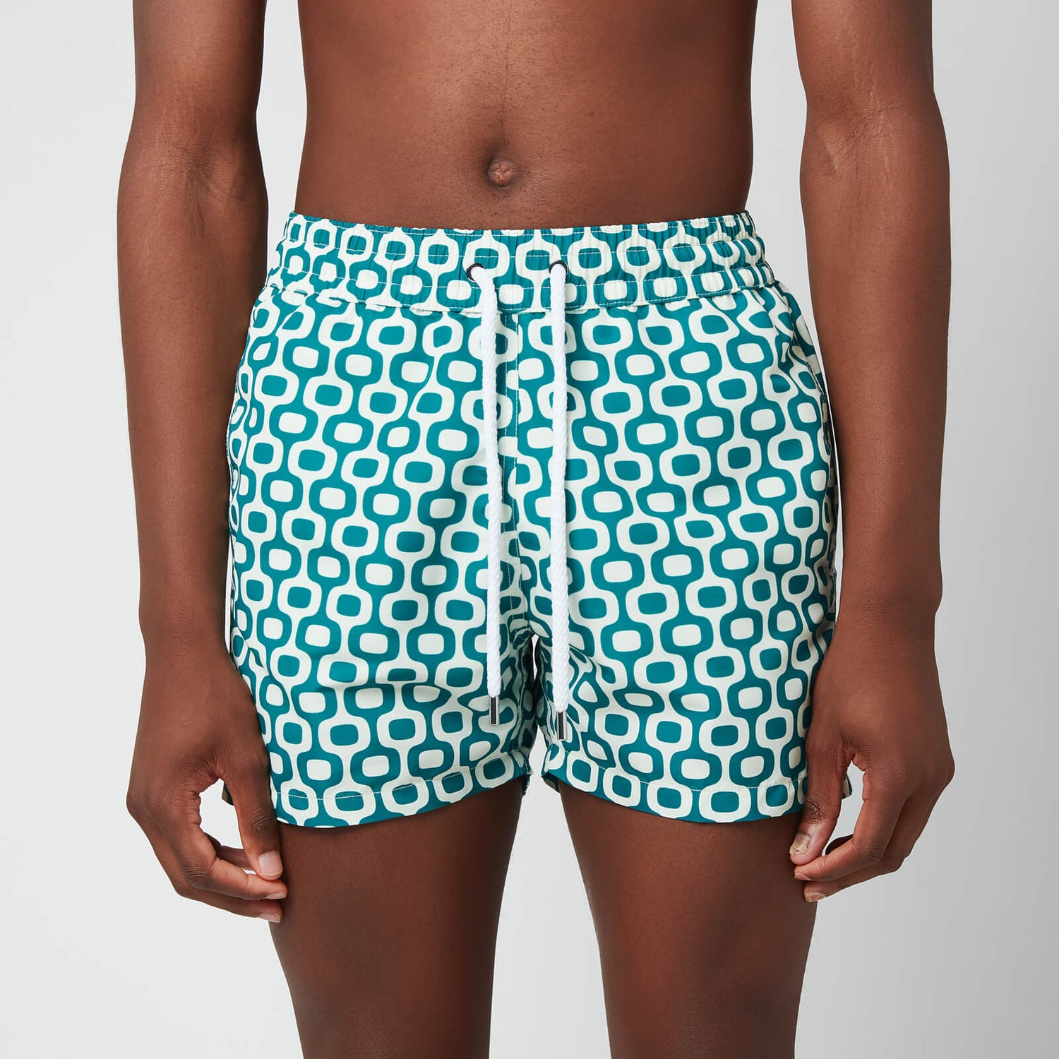Frescobol Carioca Men's Ipanema Shorts - Green Lagoon/Off White