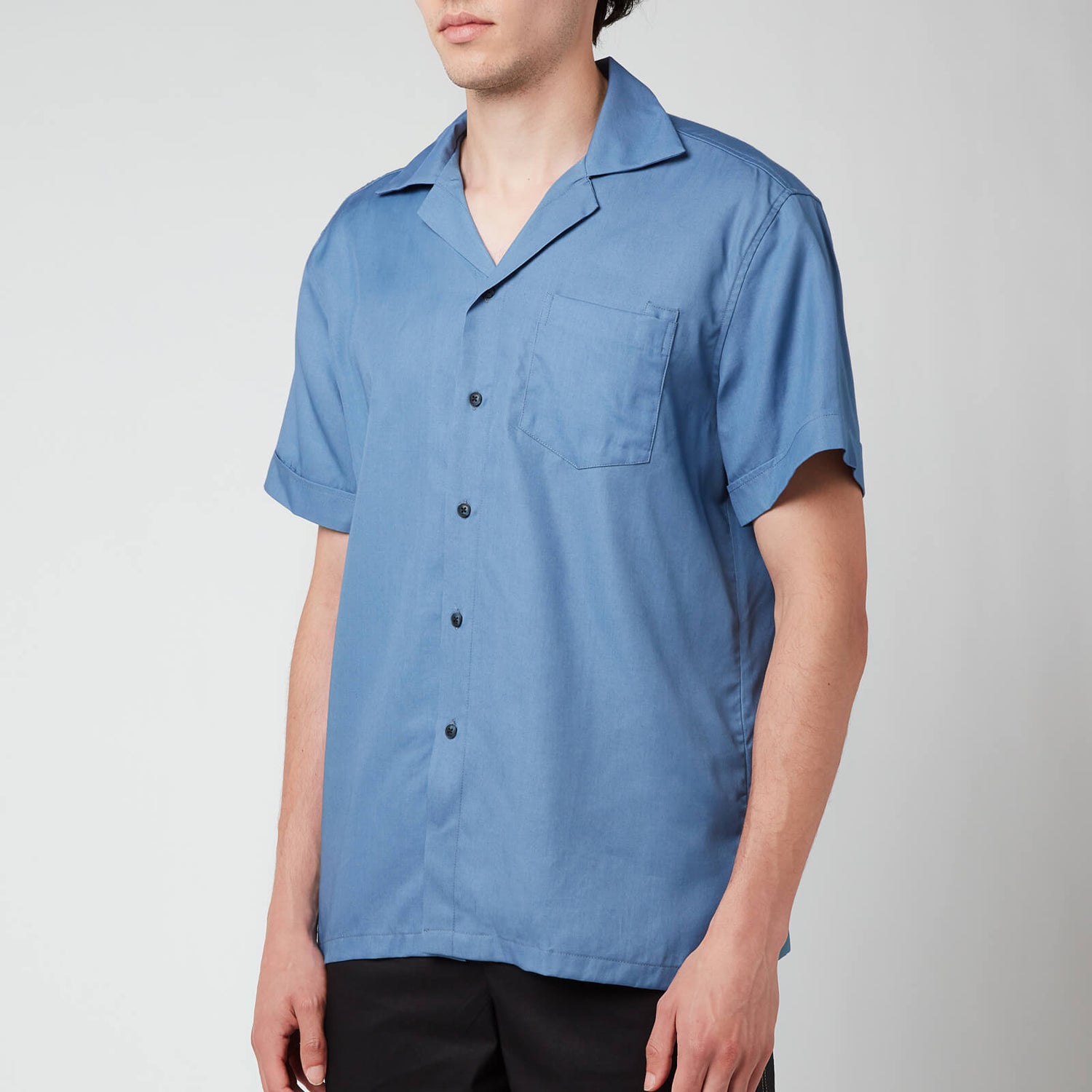 Frescobol Carioca Men's Thomas Tencel Short Sleeve Shirt - Slate Blue - M