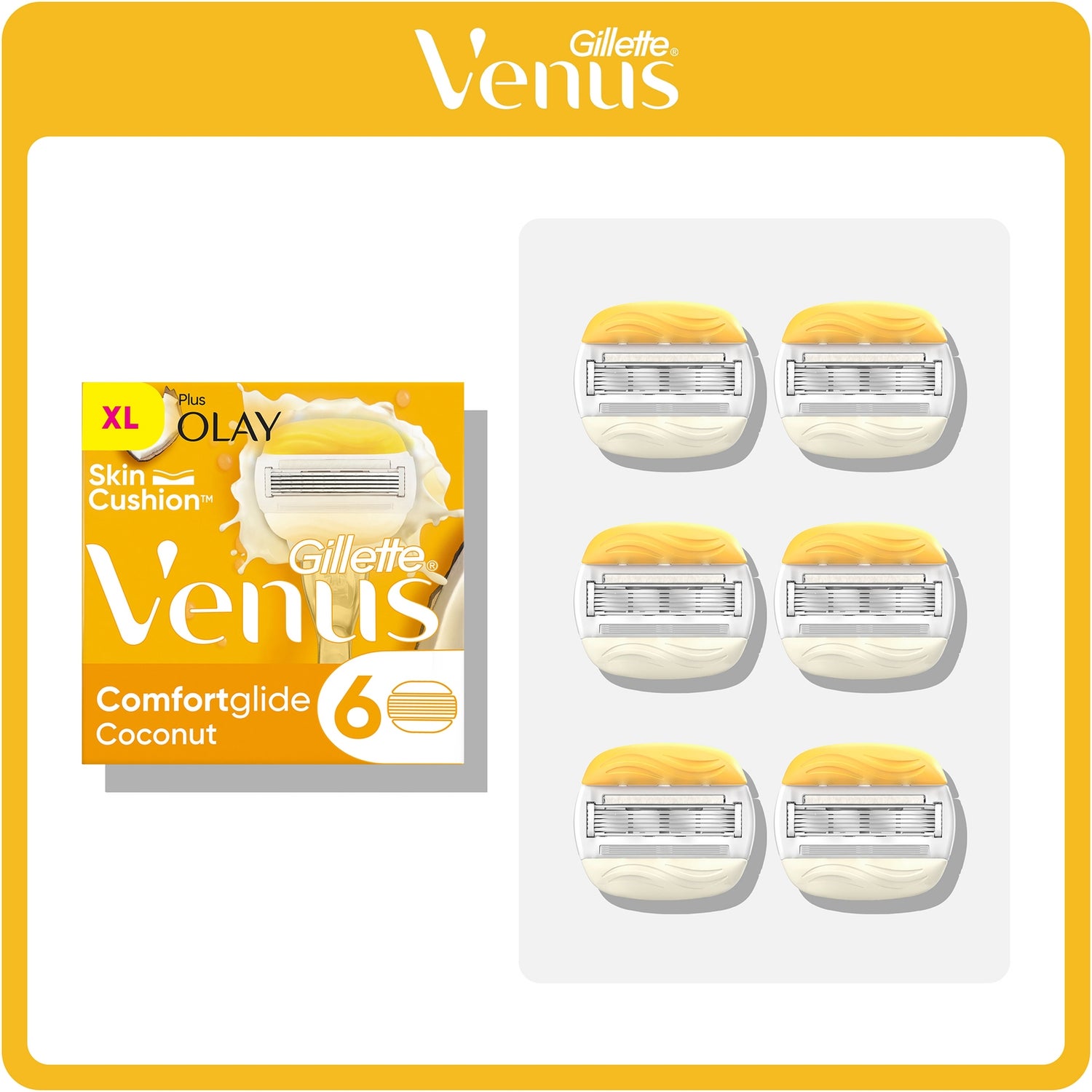 Venus Pro ComfortGlide Coconut with Olay Razor Blades, 6 Pack