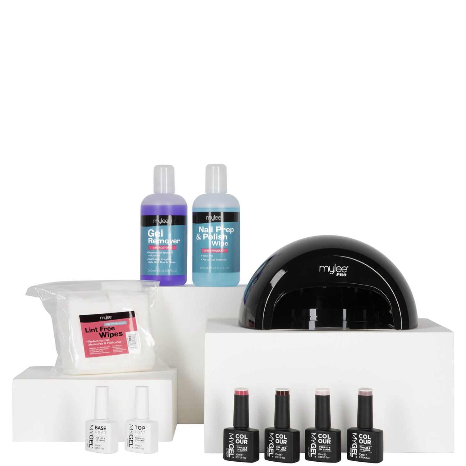Mylee Black Convex Curing Lamp Kit with Gel Nail Polish Essentials Set -  FREE Delivery