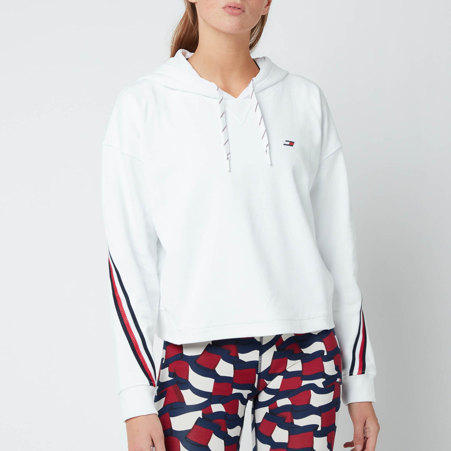 Tommy Sport Women's Relaxed Double Pique Hoodie - Th Optic White