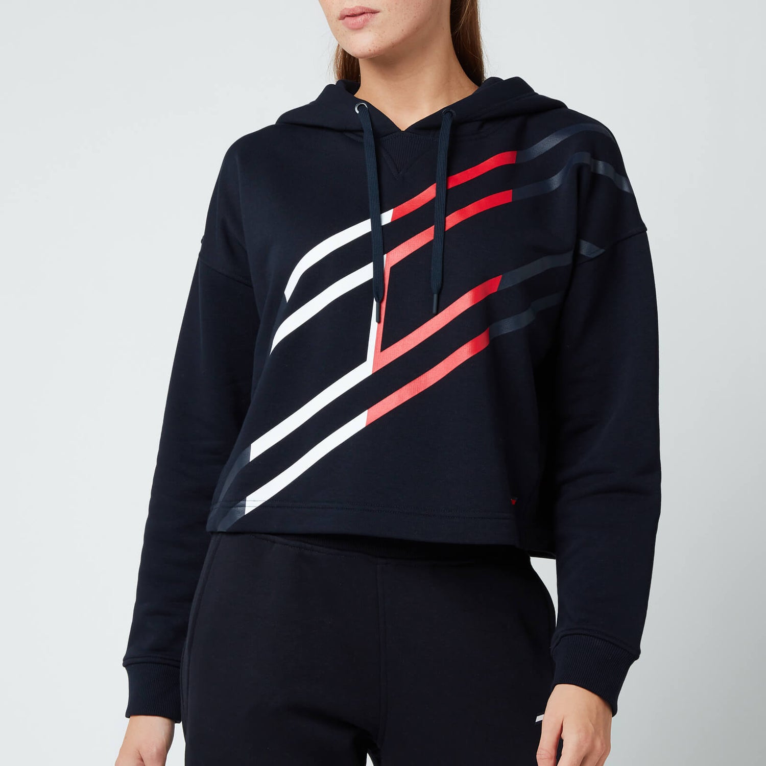 Tommy Sport Women's Relaxed Flag Graphic Hoodie - Desert Sky