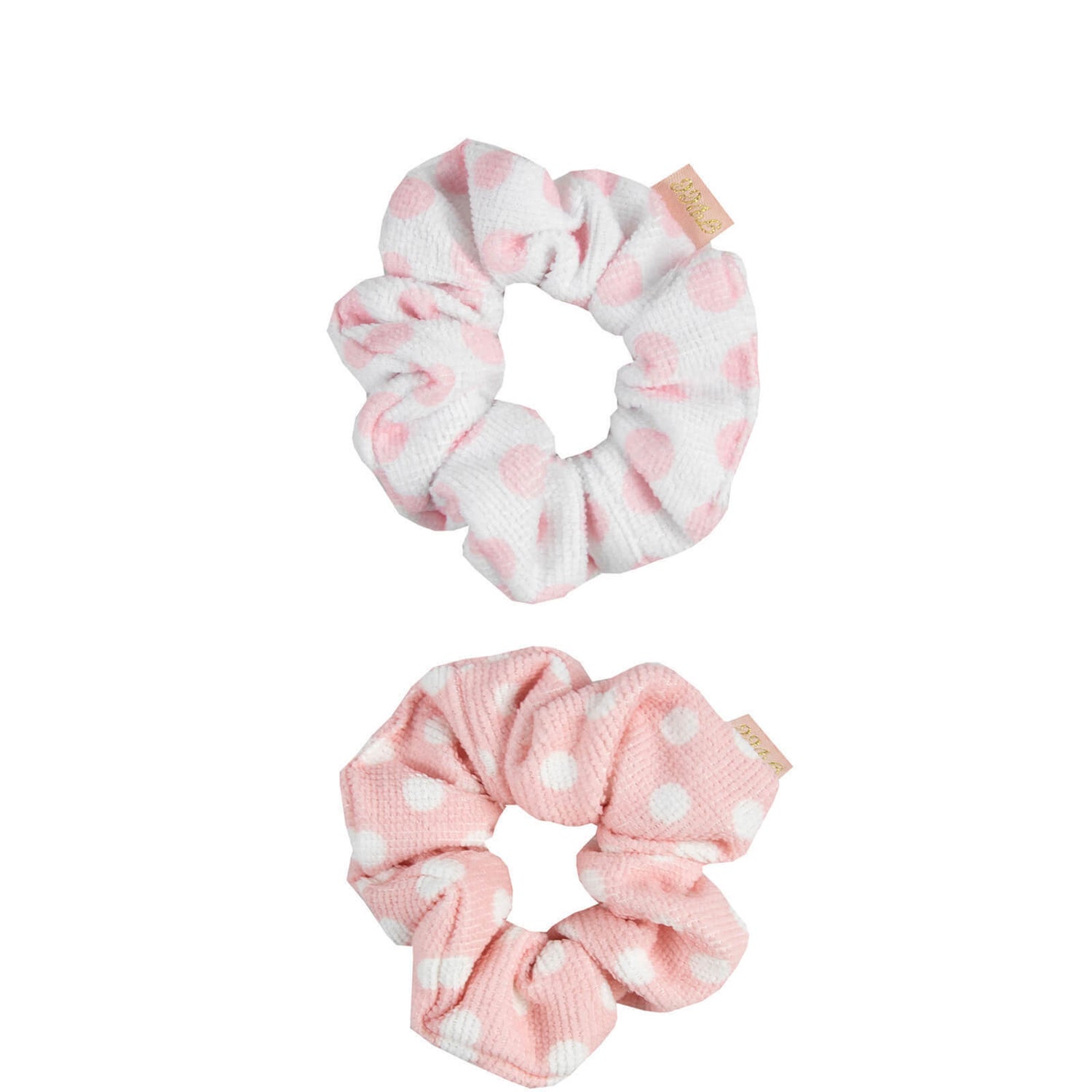 The Vintage Cosmetic Company Shower Microfibre Hair Scrunchies - Pink Polka Dot (Pacote de 2)