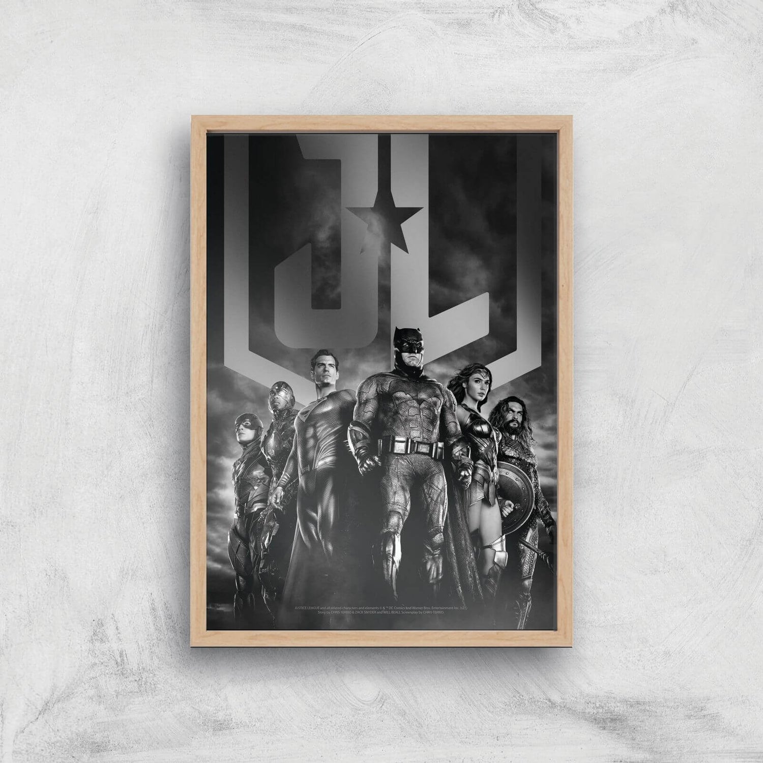 Justice League Team Poster Giclee Art Print - A3 - Wooden Frame