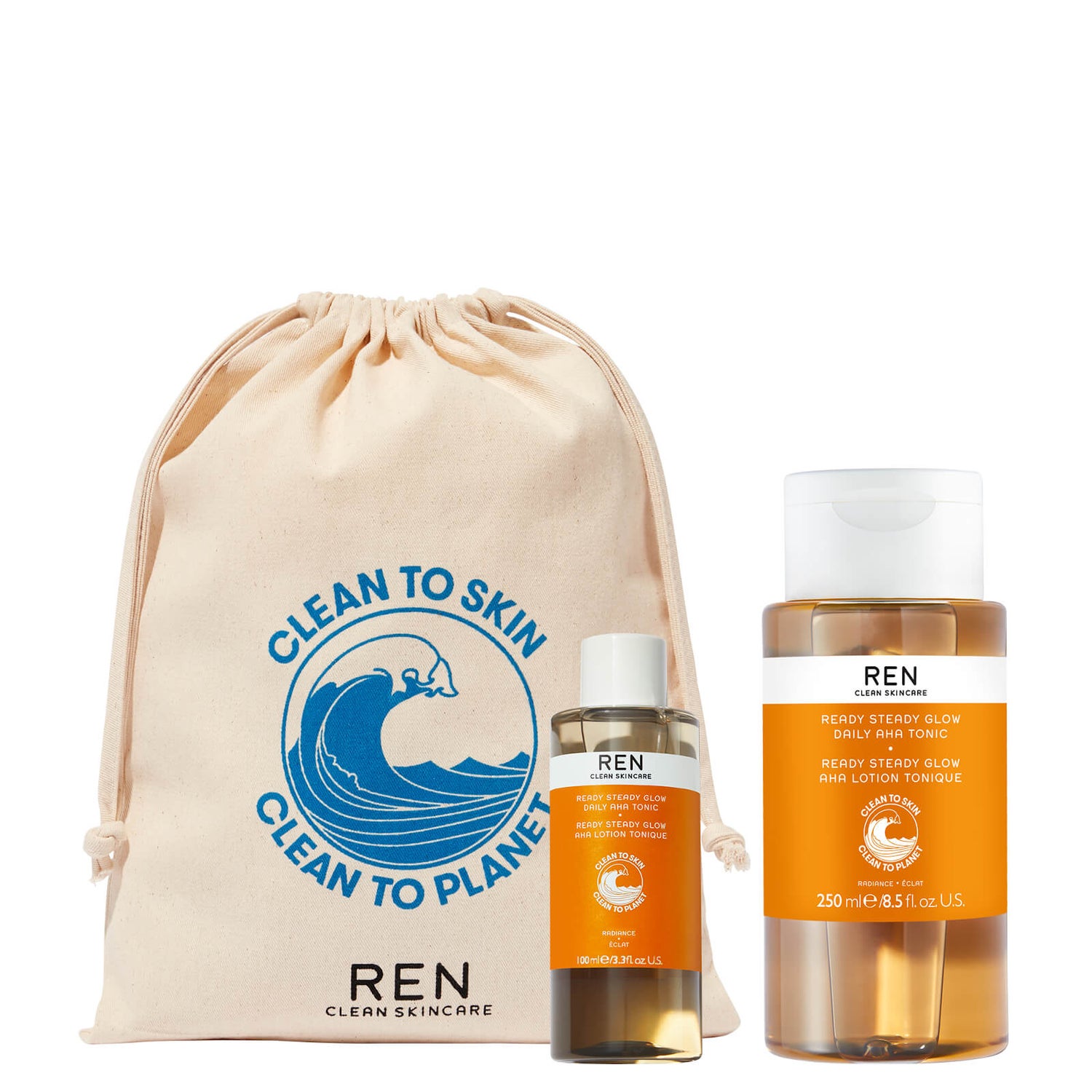 Набор средств по уходу за кожей LOOKFANTASTIC X REN Clean Skincare Radiance Home and Away Glow Kit