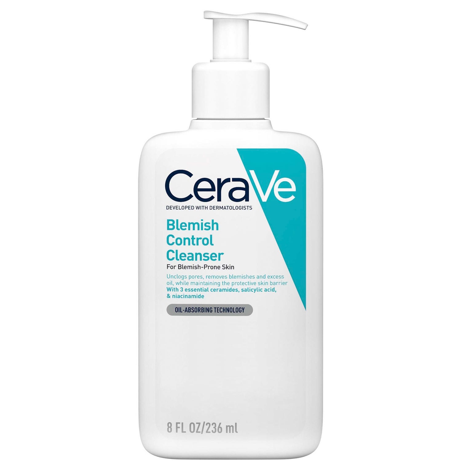 CeraVe Blemish Control Detergente viso con acido salicilico al 2% e niacinamide per pelli con imperfezioni 236ml