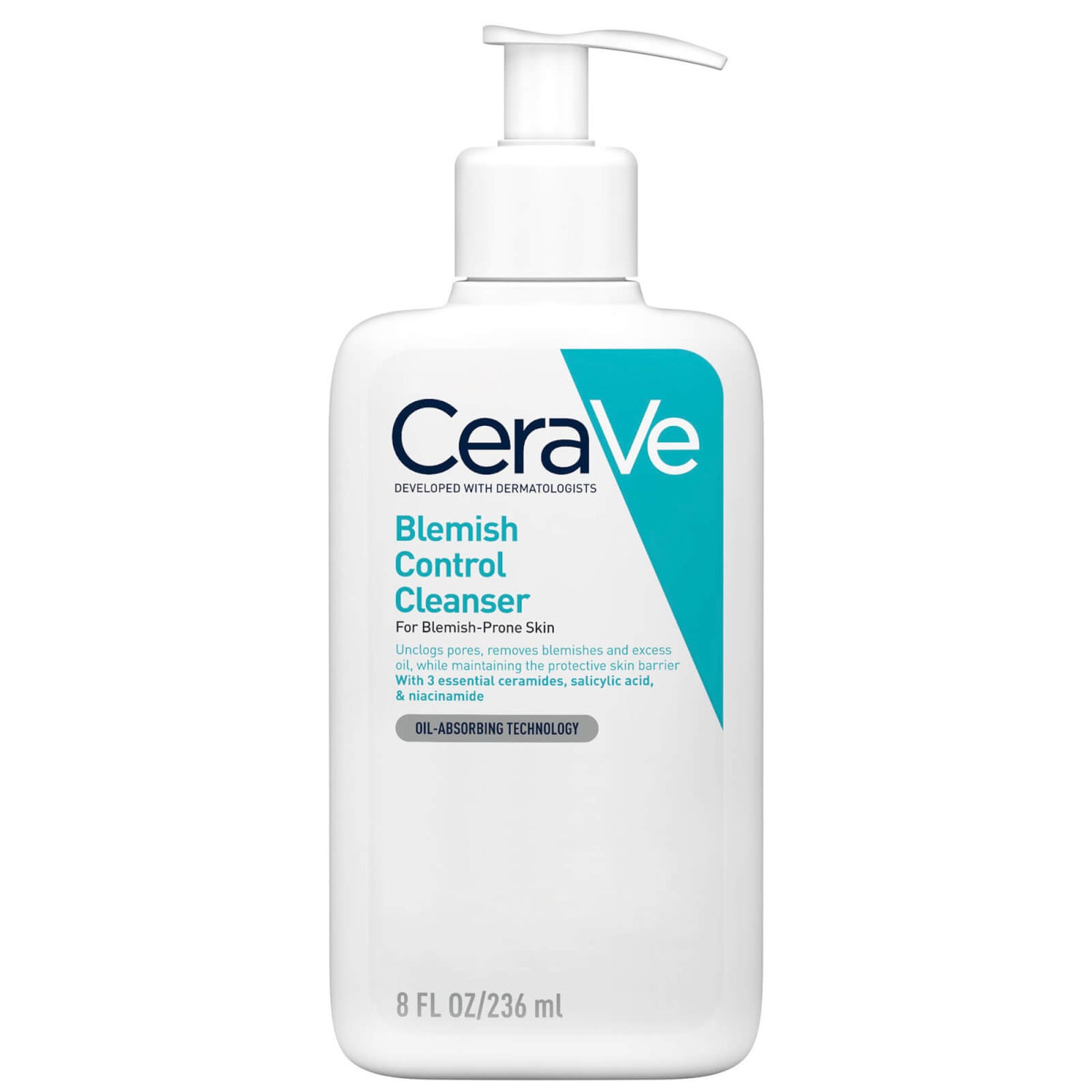 CeraVe Blemish Control Limpiador Facial con 2% de Ácido Salicílico y Niacinamida para pieles con tendencia a las manchas 236ml