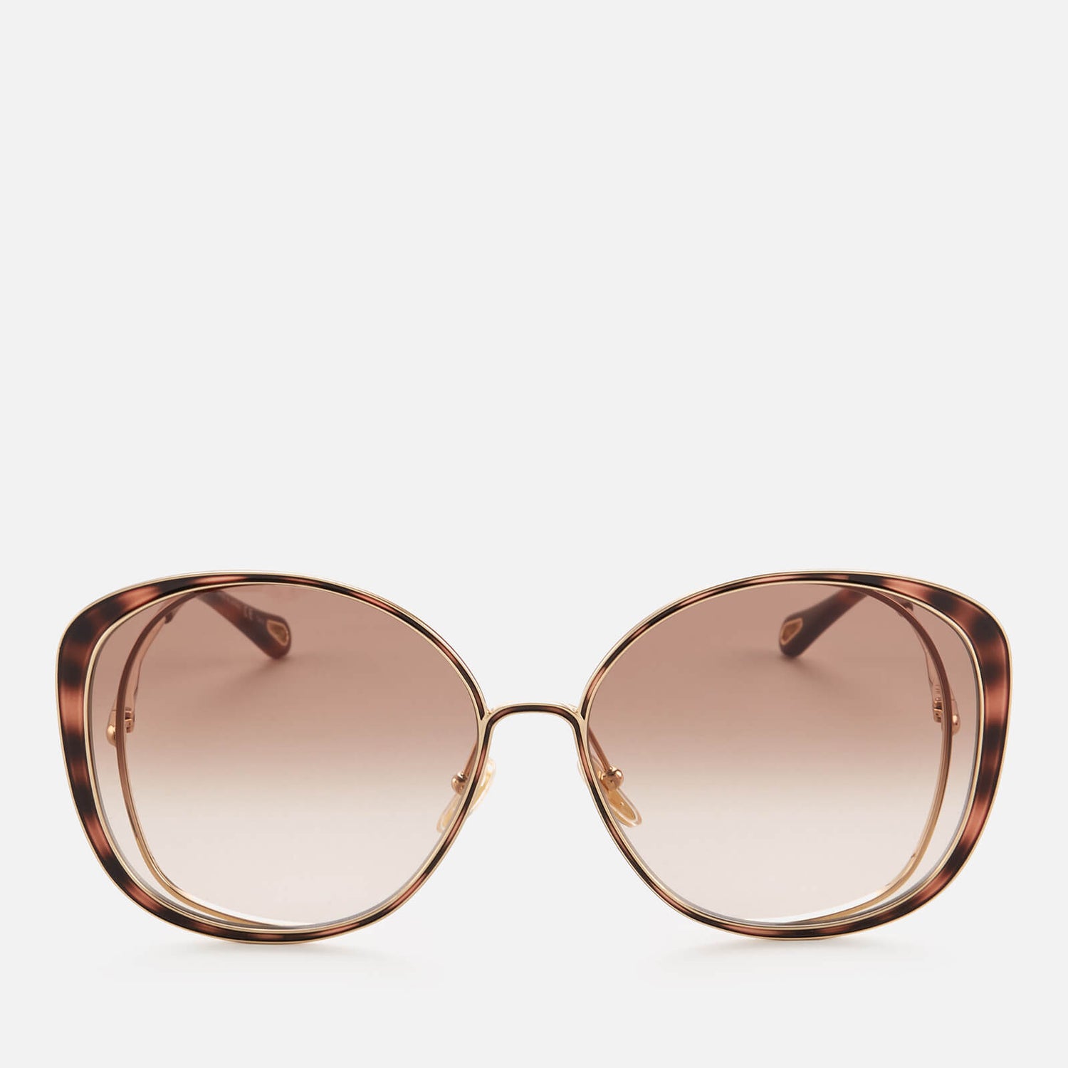 Chloé Women's Oversized Square Cat Eye Sunglases - Gold/Brown