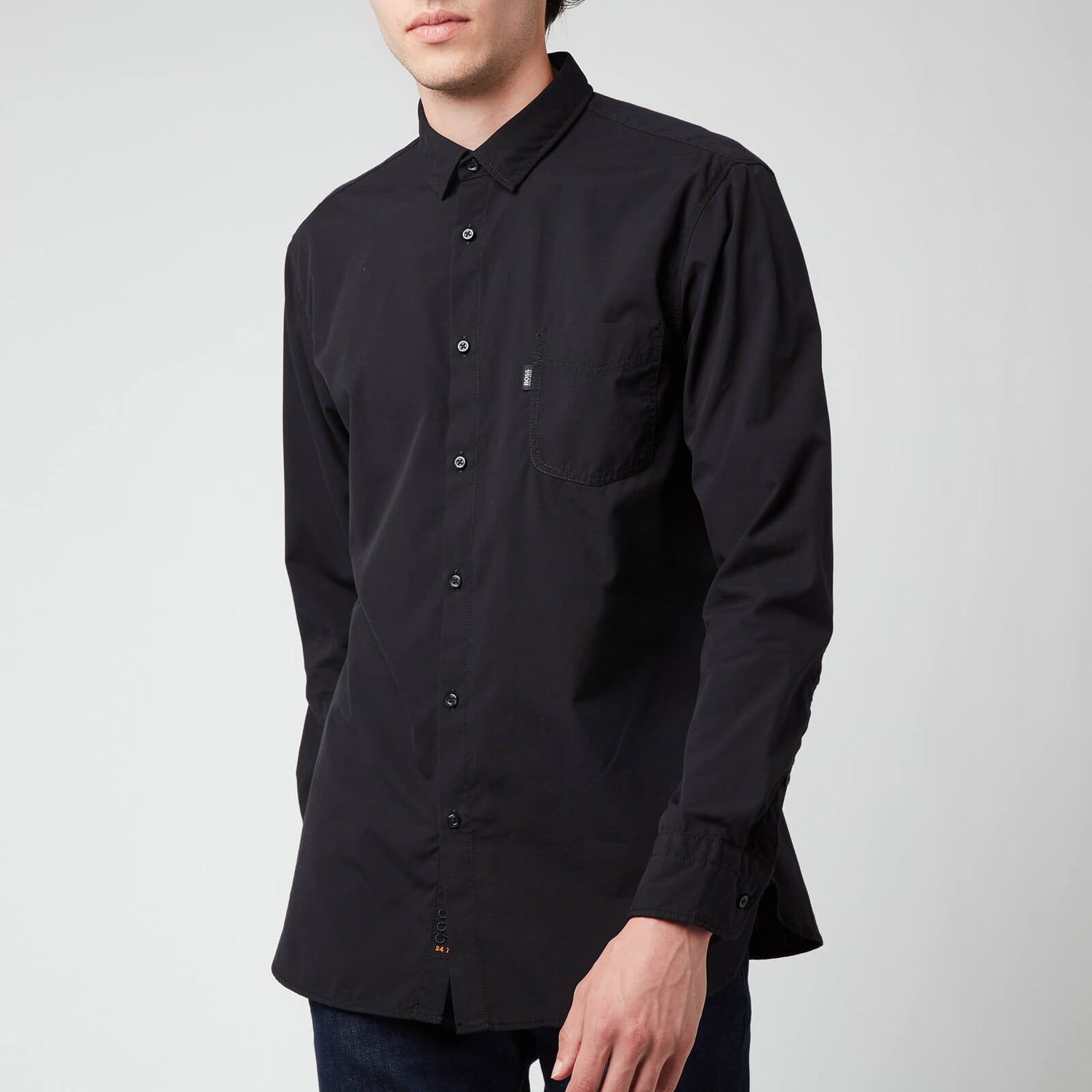 BOSS Casual Men's Logo Patch Slim Fit Shirt - Black