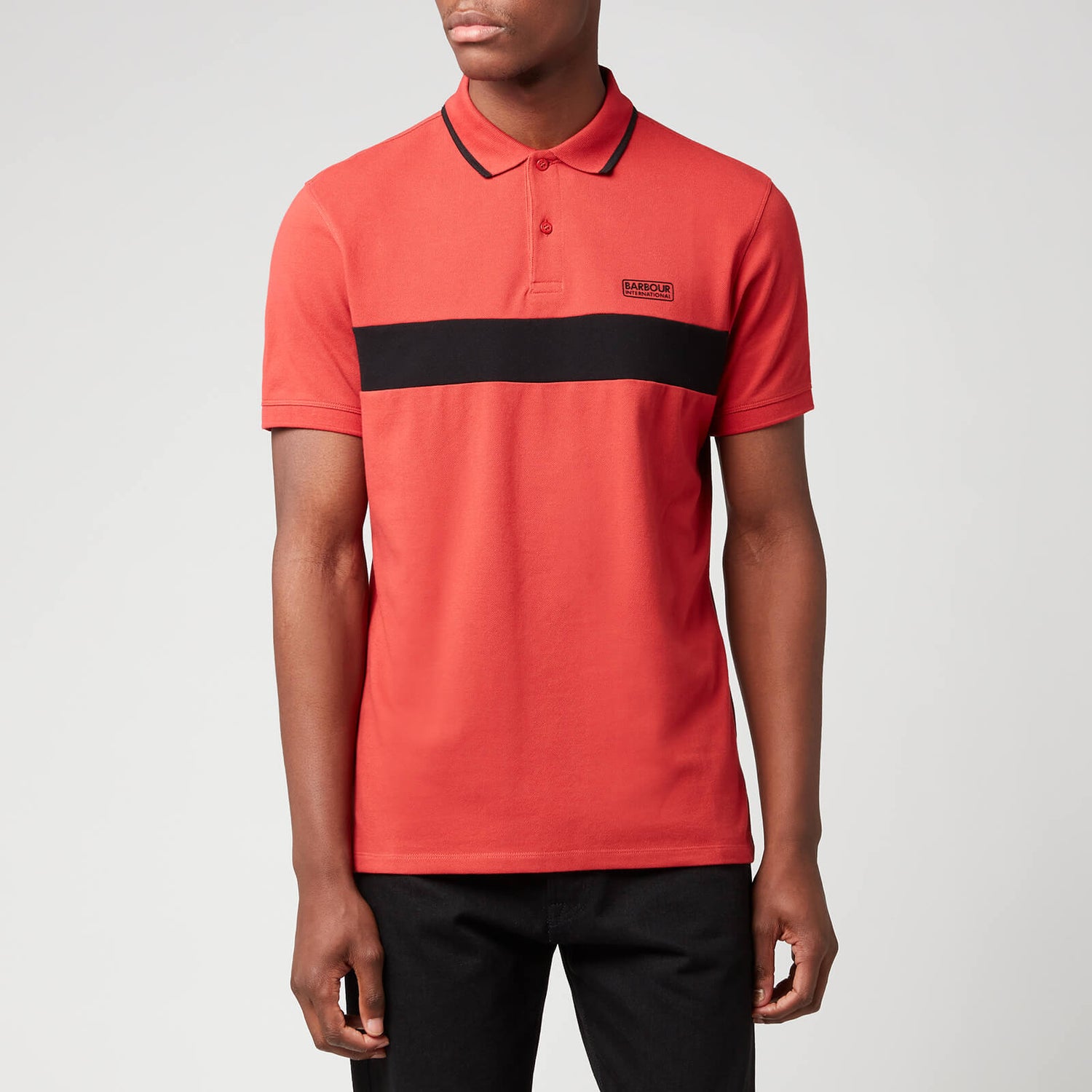Barbour International Men's Block Stripe Polo Shirt - Root Red