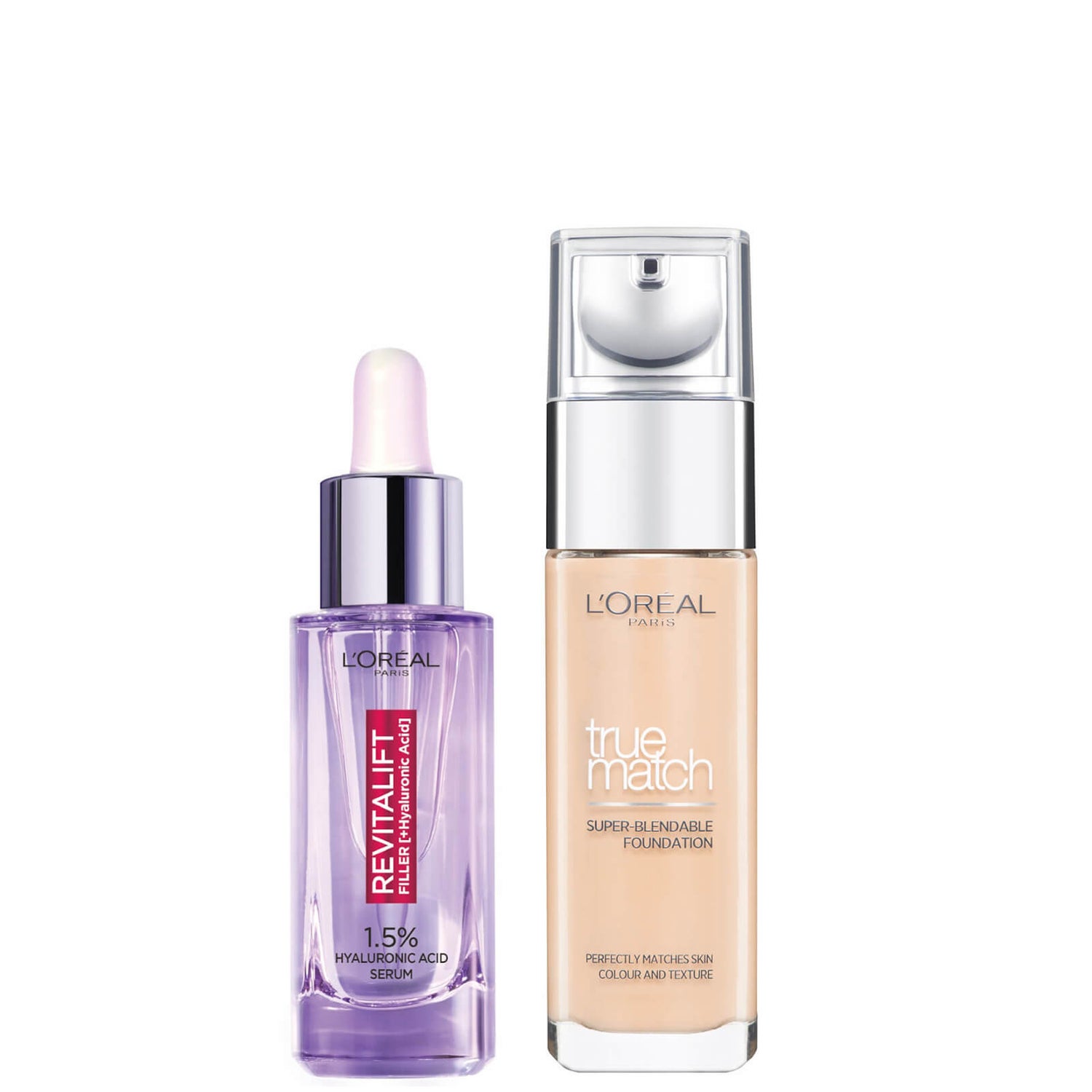 L’Oreal Paris Hyaluronic Acid Filler Serum and True Match Hyaluronic Acid Foundation Duo (Various Shades)