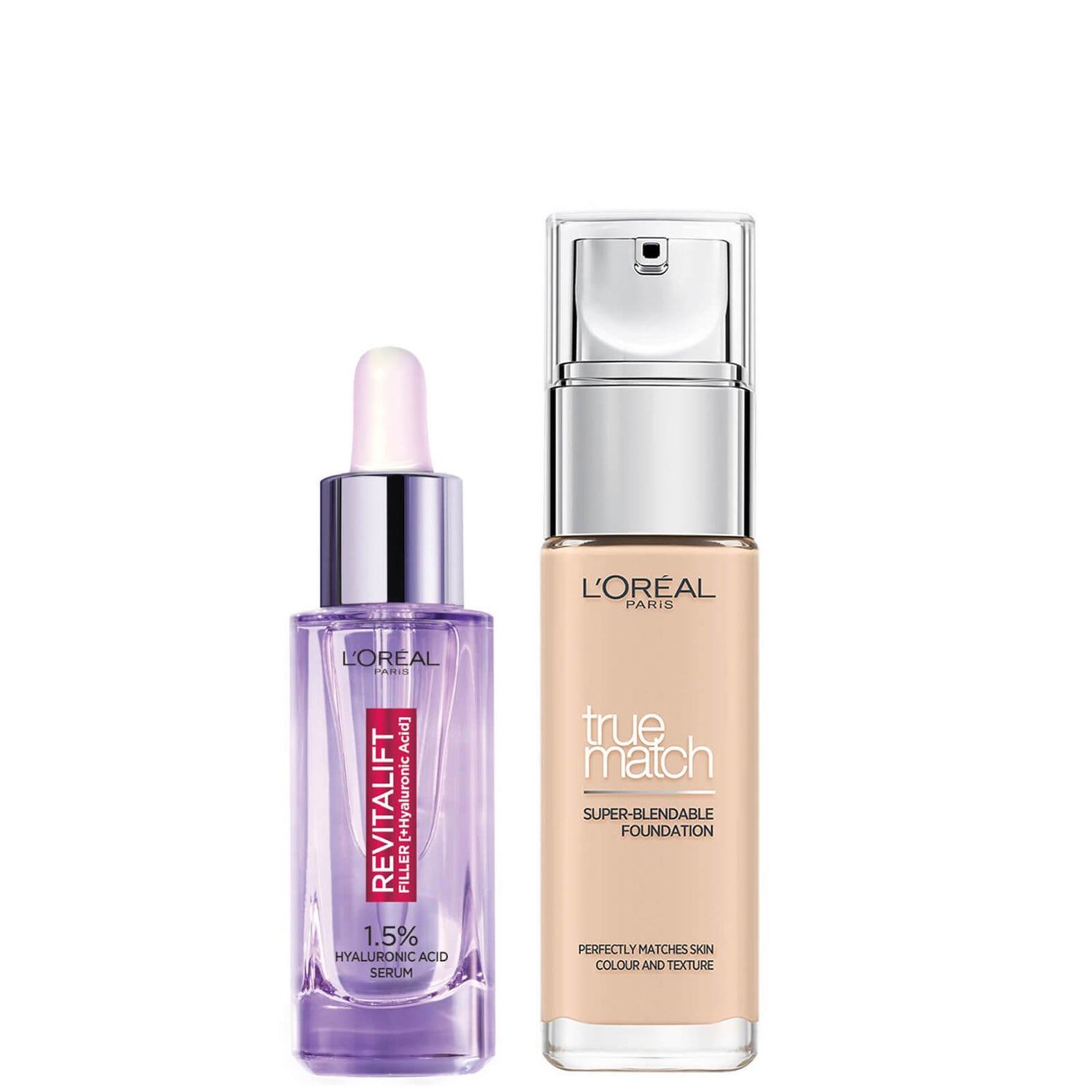L’Oreal Paris Hyaluronic Acid Filler Serum and True Match Hyaluronic Acid Foundation Duo (Various Shades)