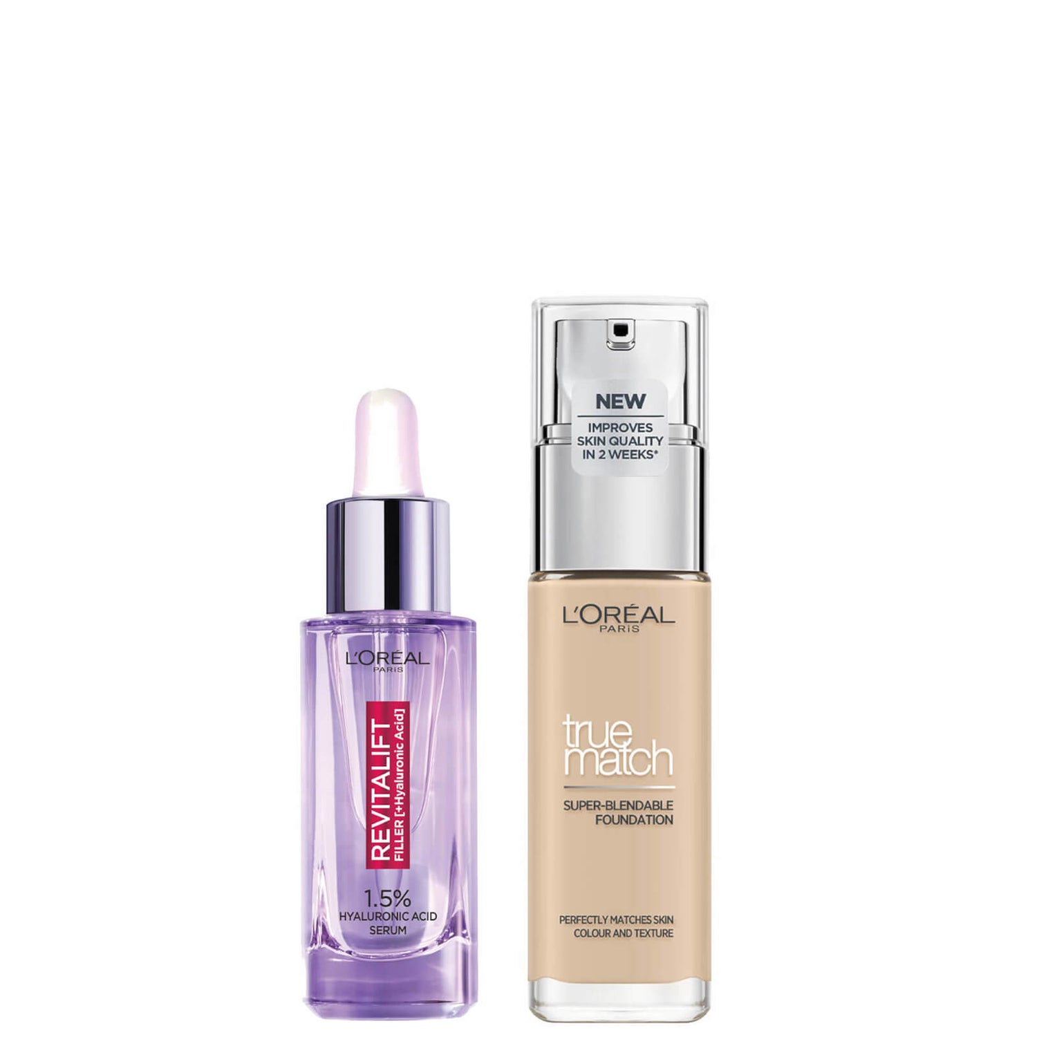 L’Oreal Paris Hyaluronic Acid Filler Serum and True Match Hyaluronic Acid Foundation Duo (Various Shades)