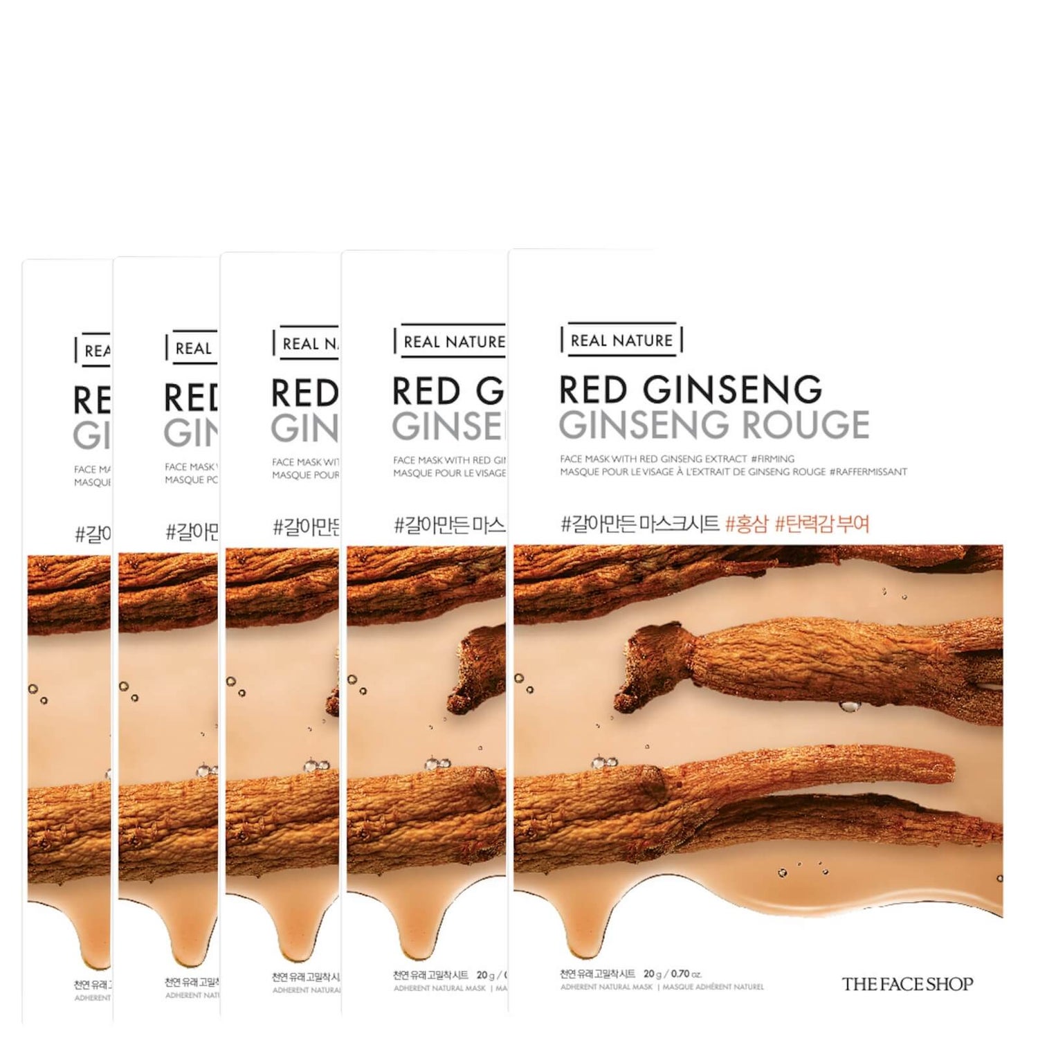 THE FACE SHOP Real Nature Sheet Mask - Red Ginseng (Pack of 5)